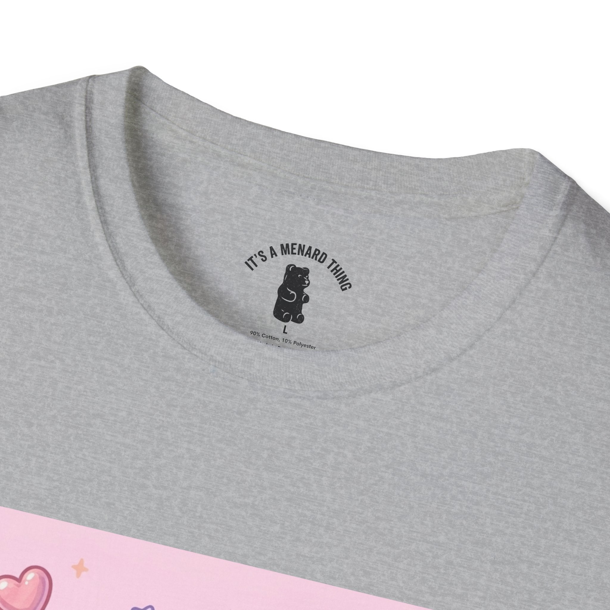 Cute Pastel Candy Bear T-Shirt — Rainbow Kawaii Heart Graphic