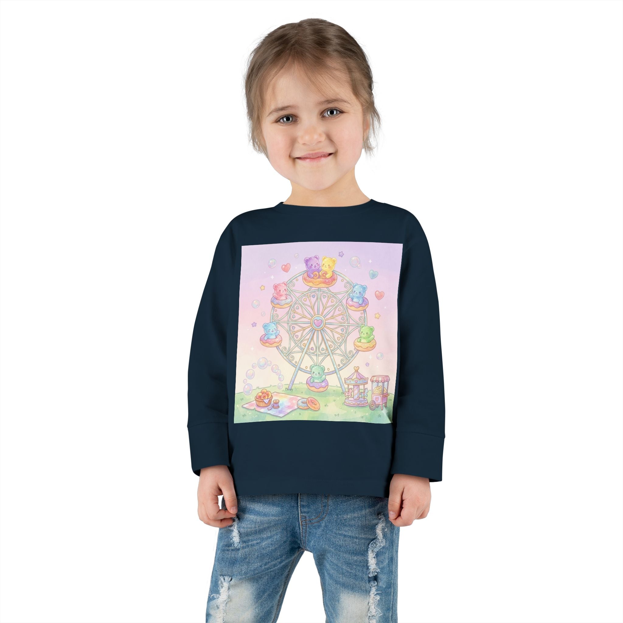 Pastel Carnival Ferris Wheel, Oozy Bear Gummy Friends- Graphic Long Sleeve Shirt
