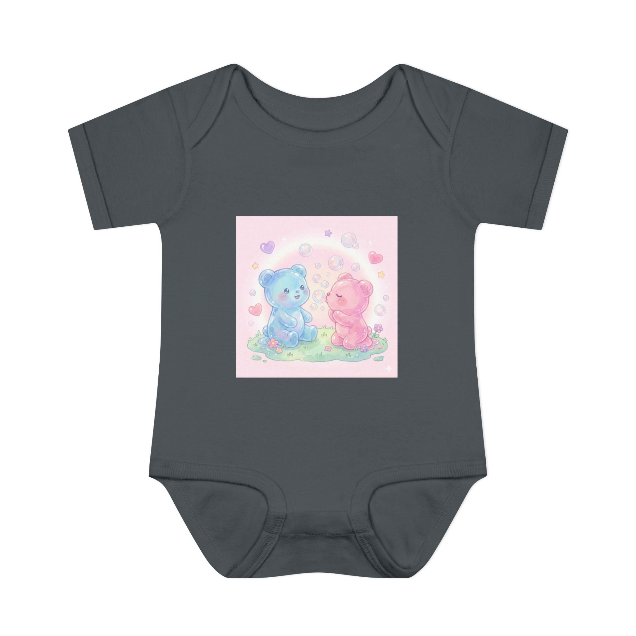 Baby Bodysuit — Pastel Blue & Pink Gooey Gummy Bears Cute Newborn Onesie