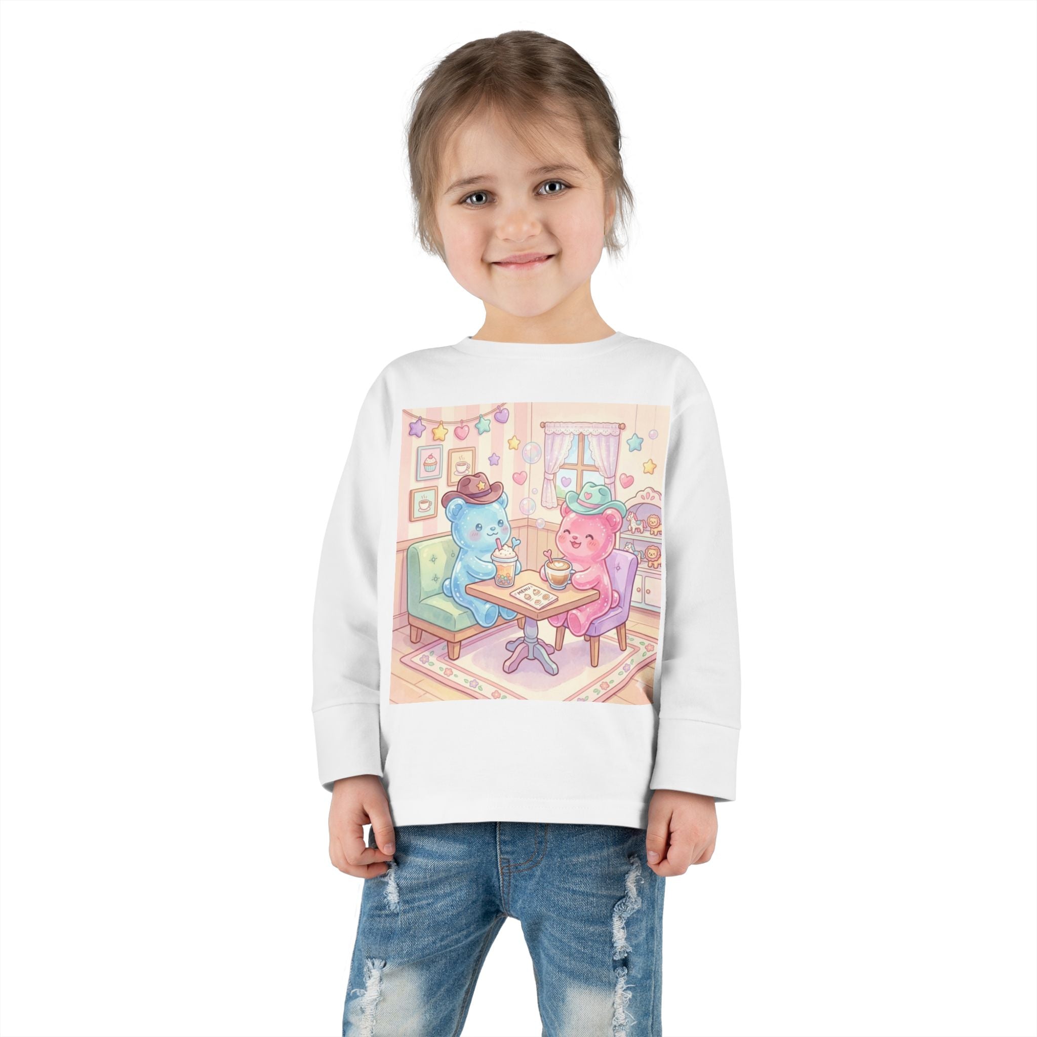 Cowboy Coffee Break, Oozy Bear Duo Friends- Graphic Long Sleeve Shirt