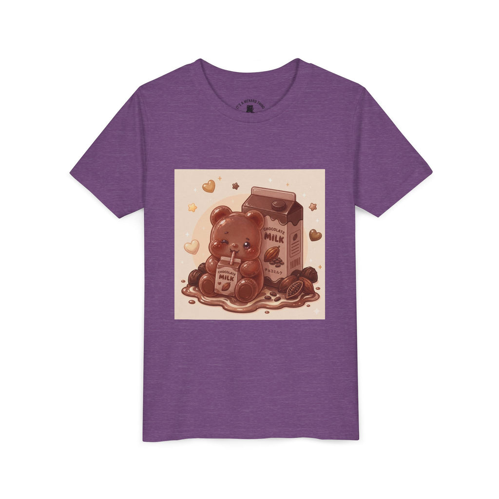 Kids Milk Chocolate Gooey Gummy Bear — Cute Milk Carton Graphic Youth T-Shirt