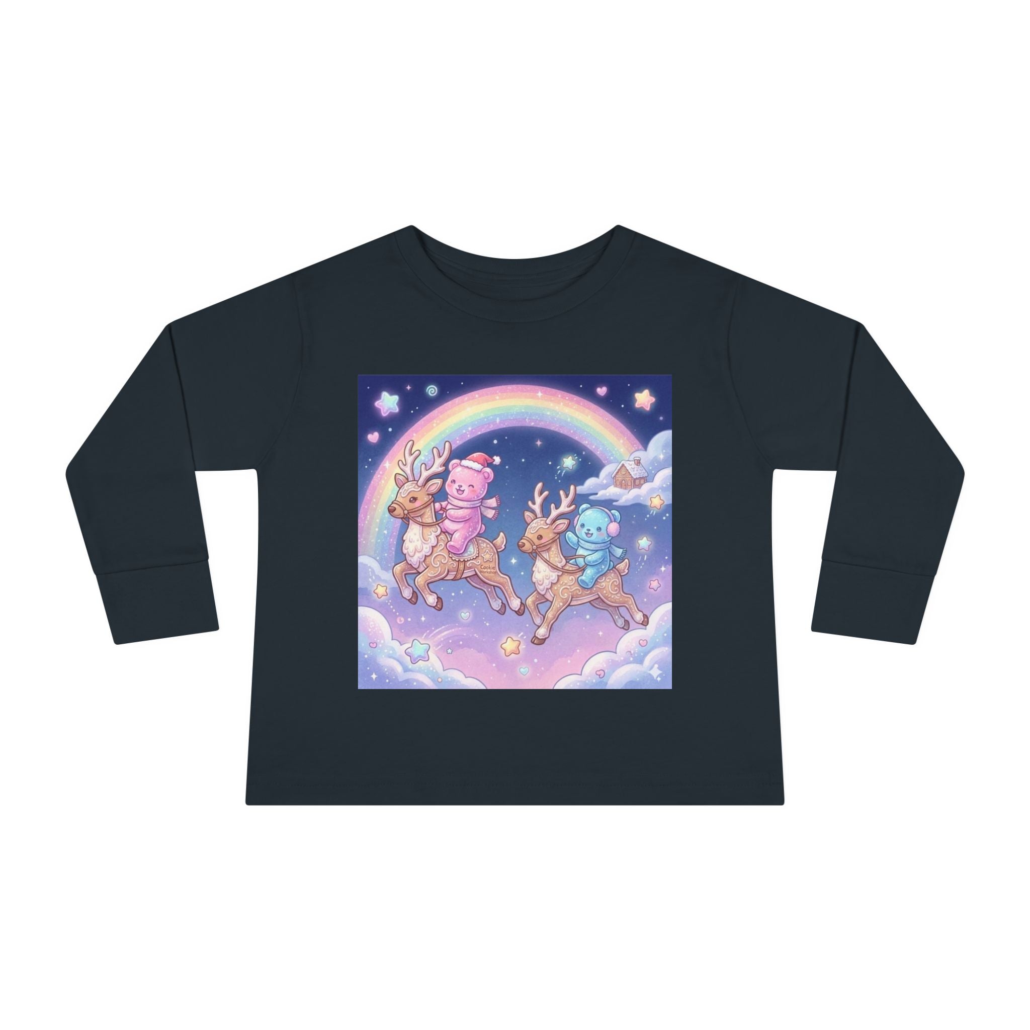 Riding On Frosted Flying Reindeer, Oozy Bear Friends Special- Graphic Long Sleeve Shirt