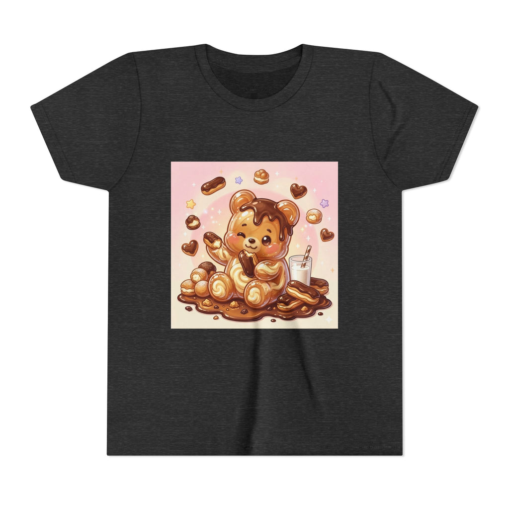 Cute Chocolate Eclair & Milk Gooey Gummy Bear Youth T-Shirt