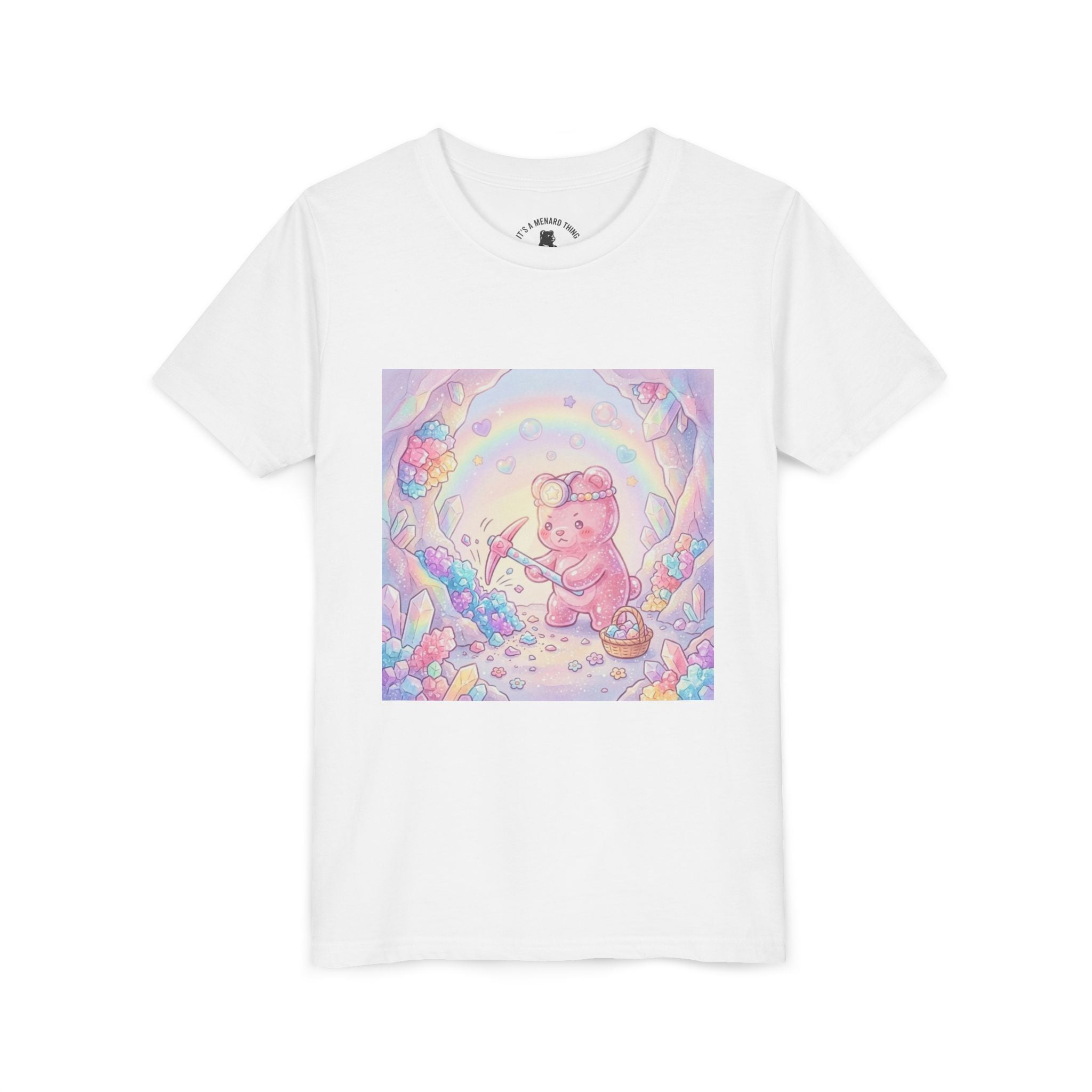 Digging for Crystal Candy Pink Gooey Gummy Bear Illustration