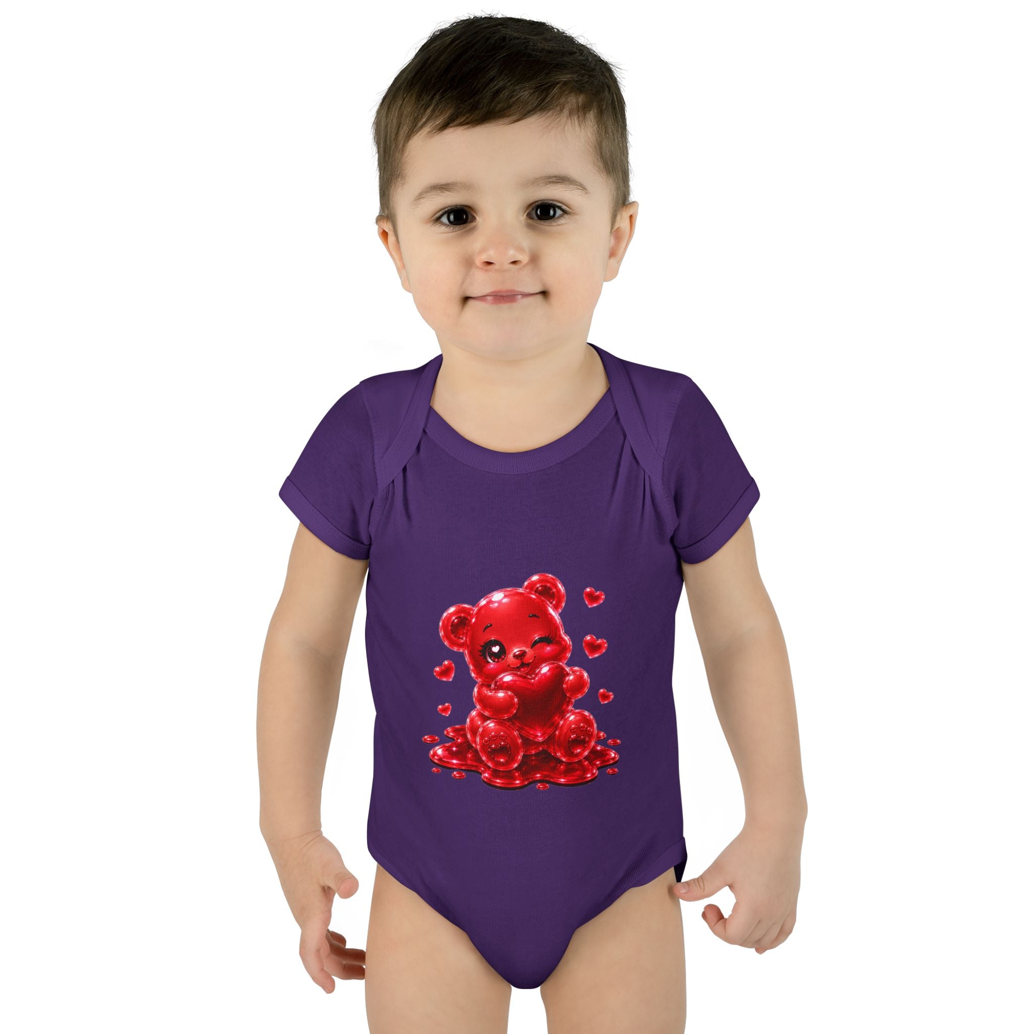 Special Red Heart Oozy Bear Baby Gummy Cutie Addition- Graphic Onesie