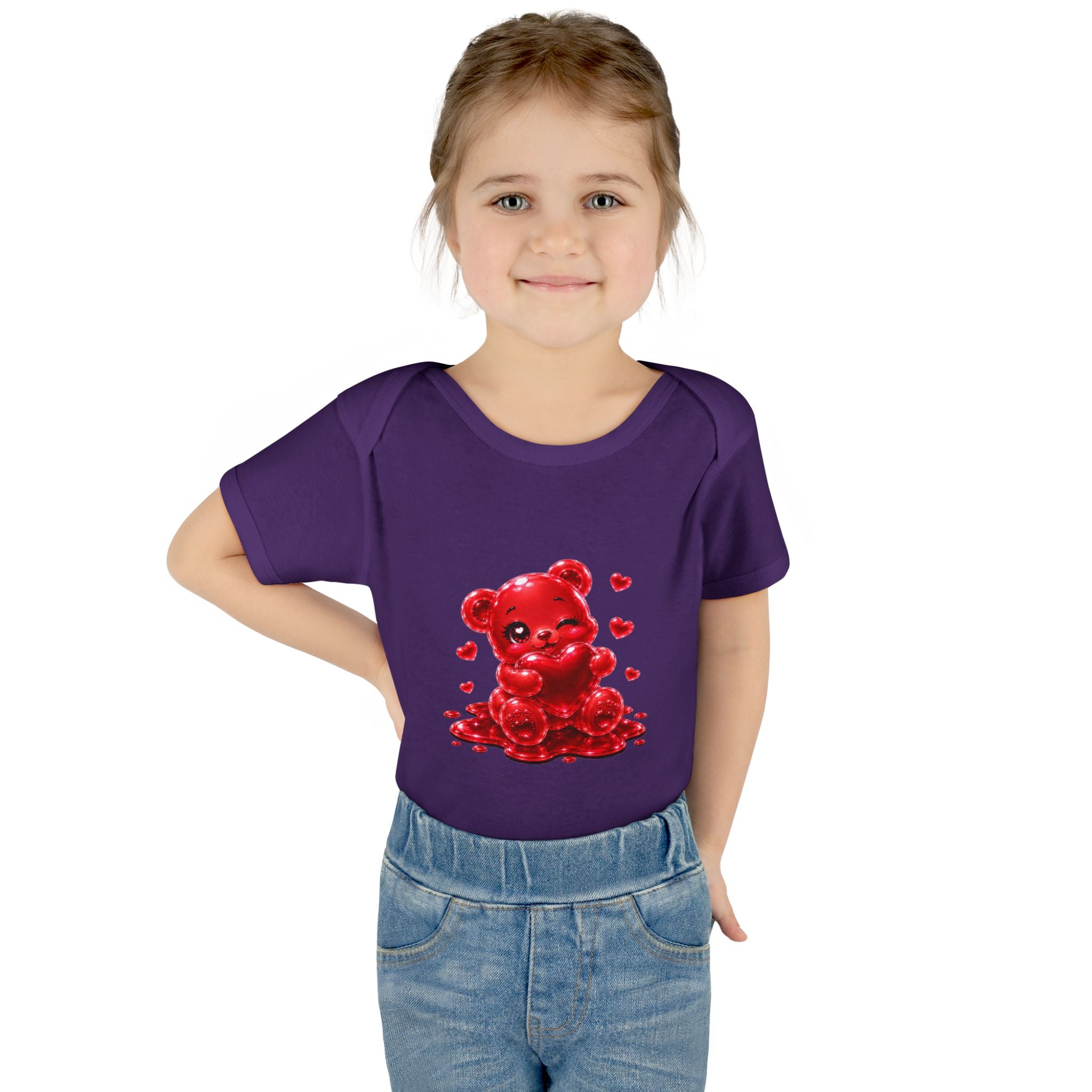 Special Red Heart Oozy Bear Baby Gummy Cutie Addition- Graphic Onesie