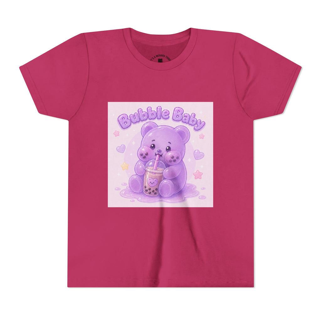 Purple Boba Tea Gooey Gummy Bear with Boba Milk Tea Kids Shirt