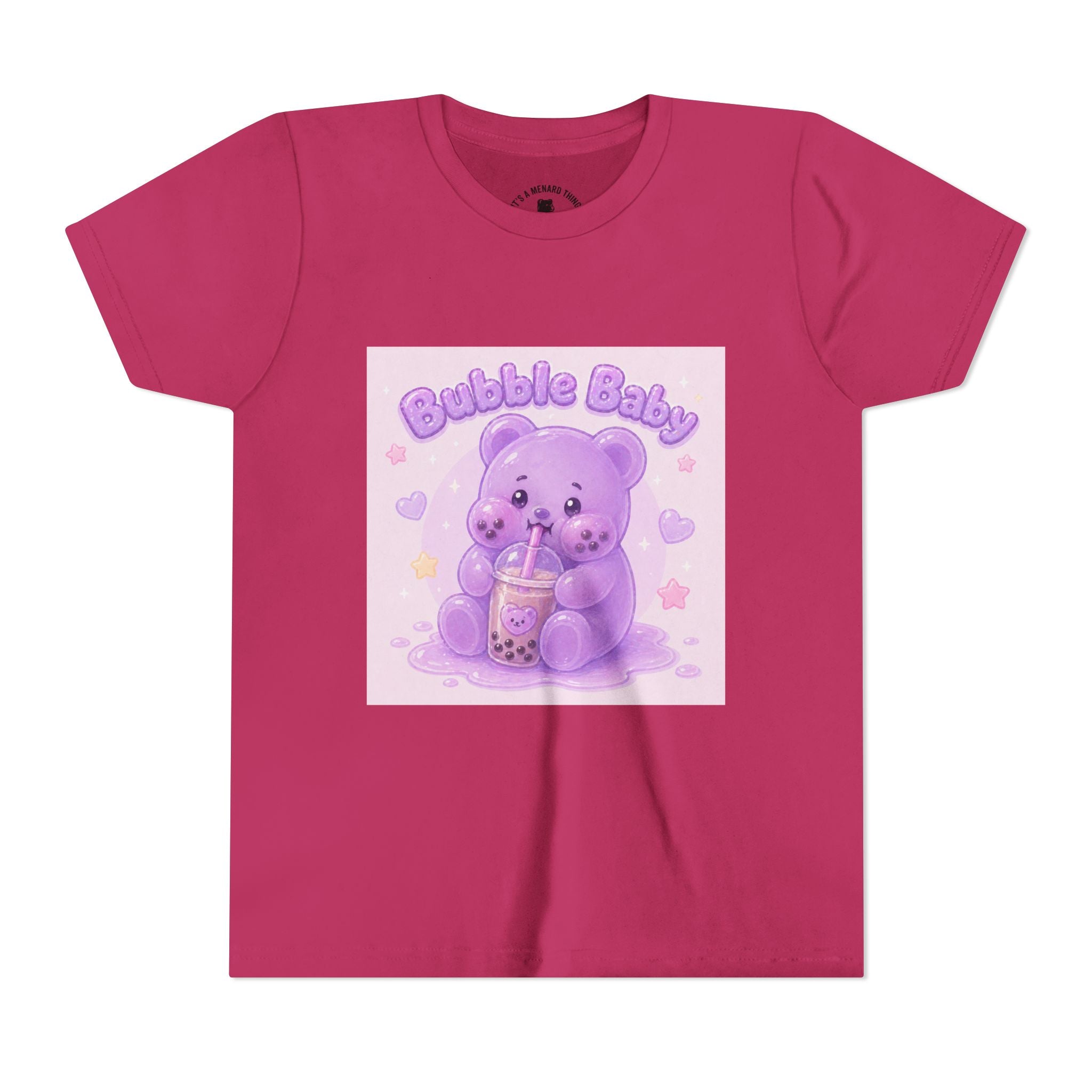Purple Boba Tea Gooey Gummy Bear with Boba Milk Tea Kids Shirt