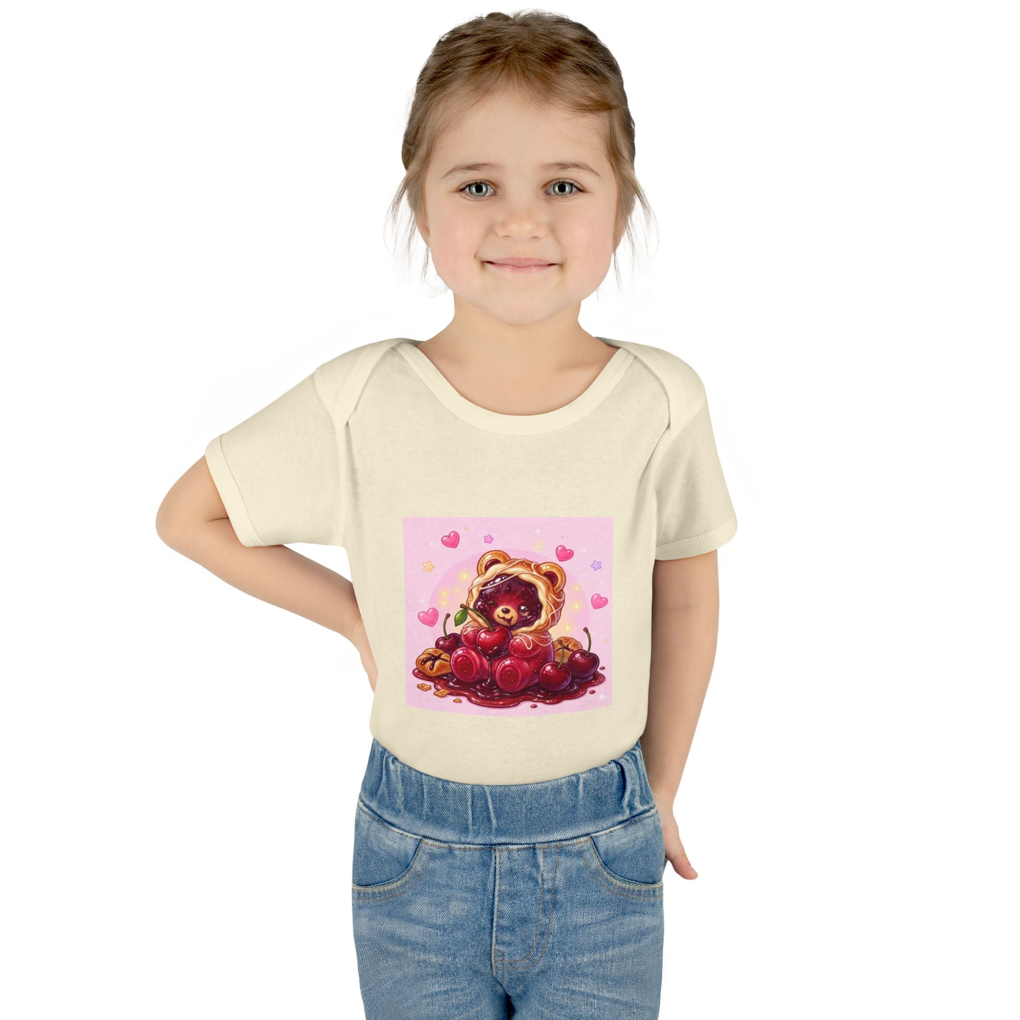 Cherry Danish Gooey Gummy Bear in Puff PJs (Infant Rib Onesie)