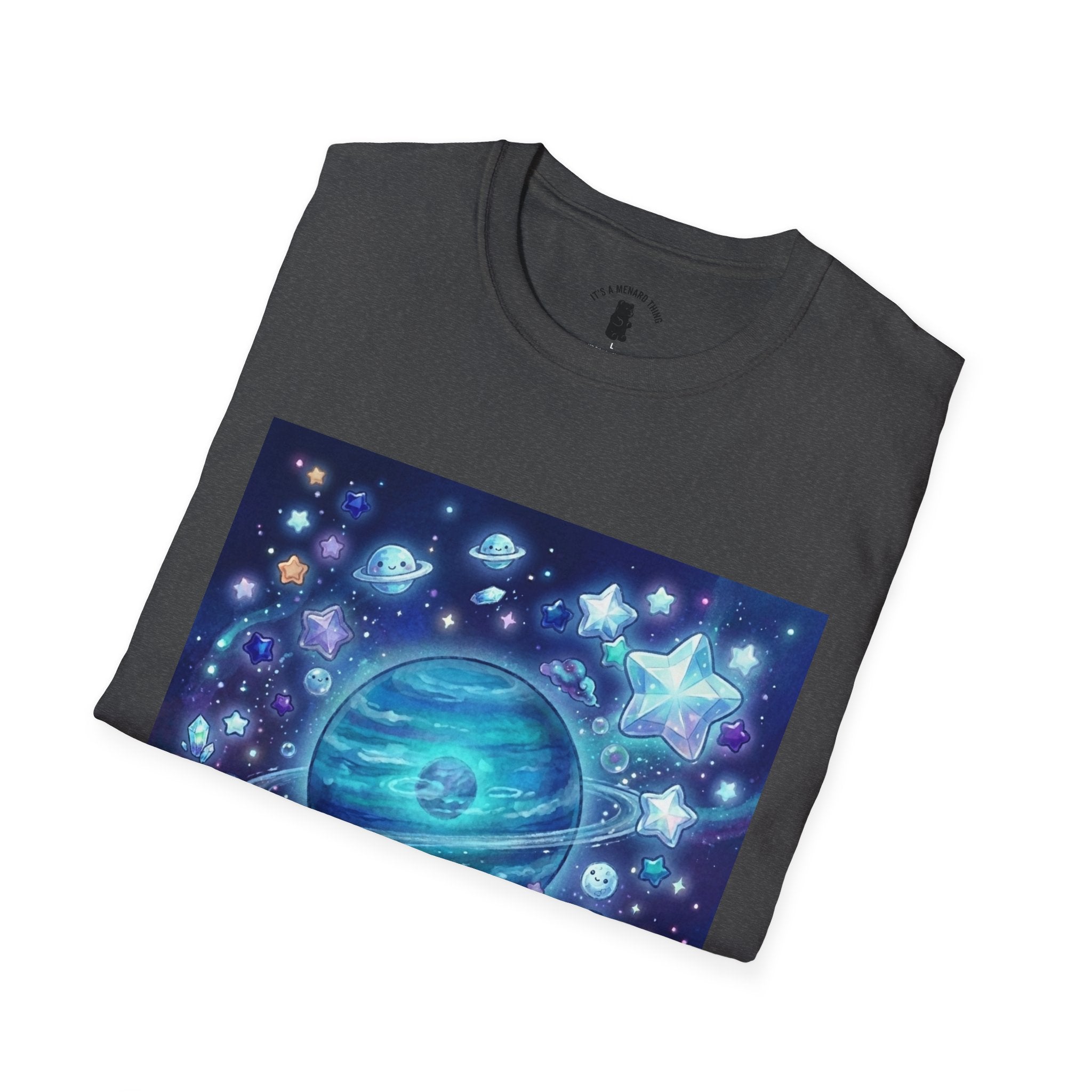 Lets Swim on Neptune, Blue Crystal Gooey Gummy Bear- Kawaii Graphic T-Shirt