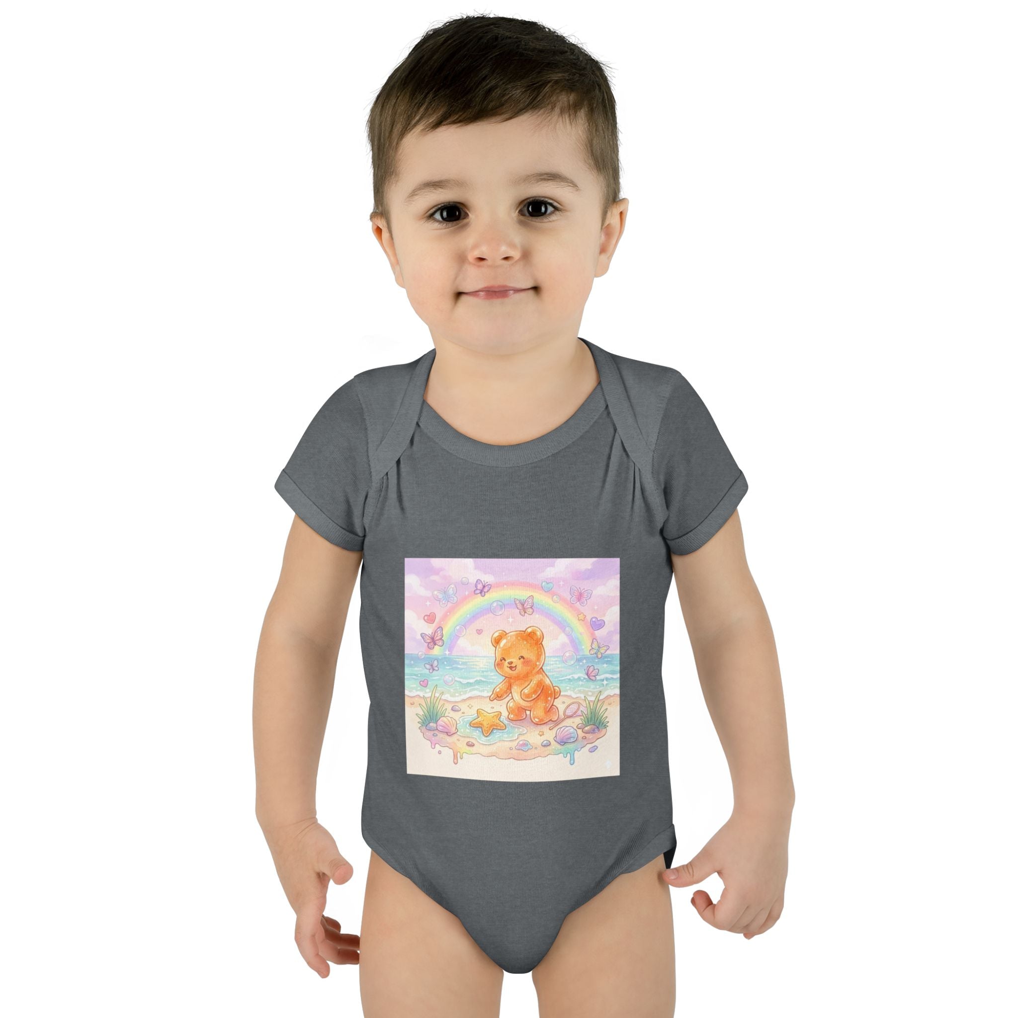 Gooey Gummy Beach Bear Rainbow & Starfish - Bodysuit