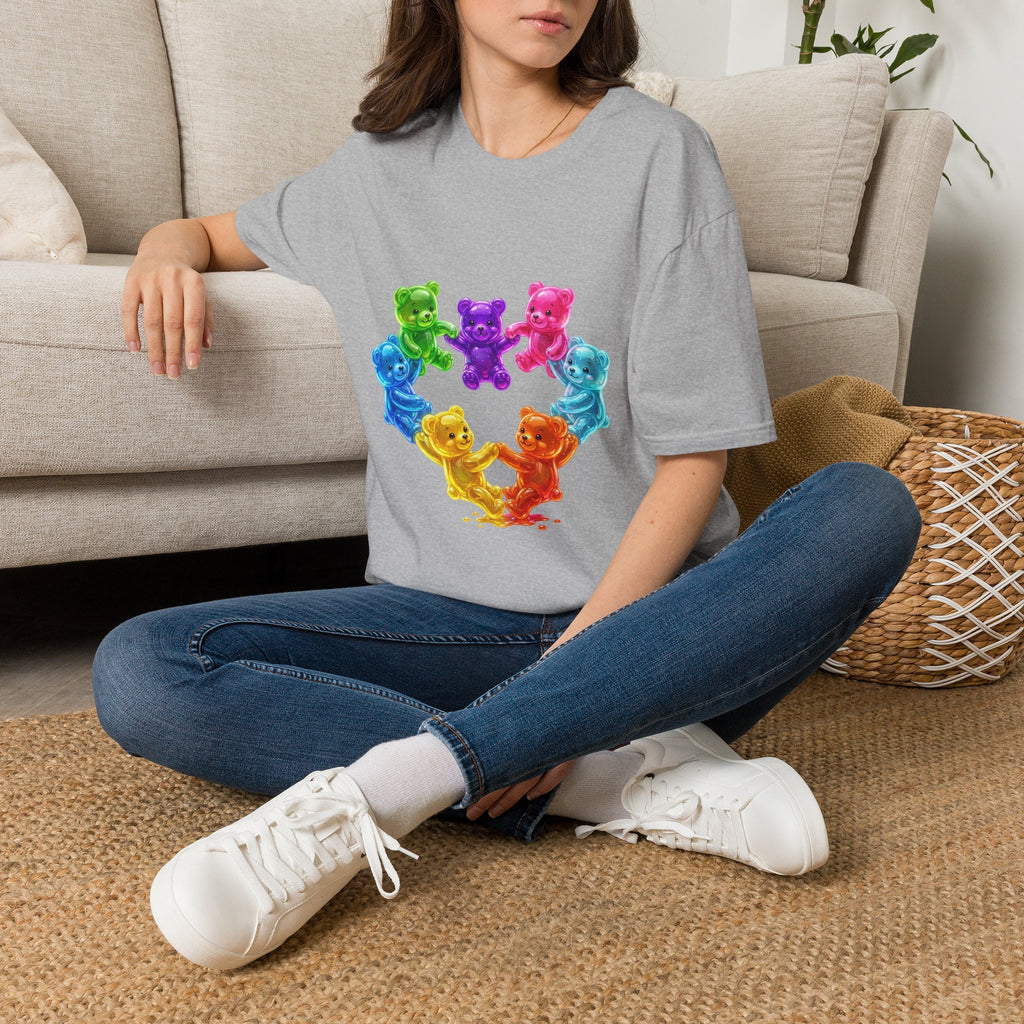 Holding Hands Into Heart Oozy Bear Gummy Friends- Graphic Shirt