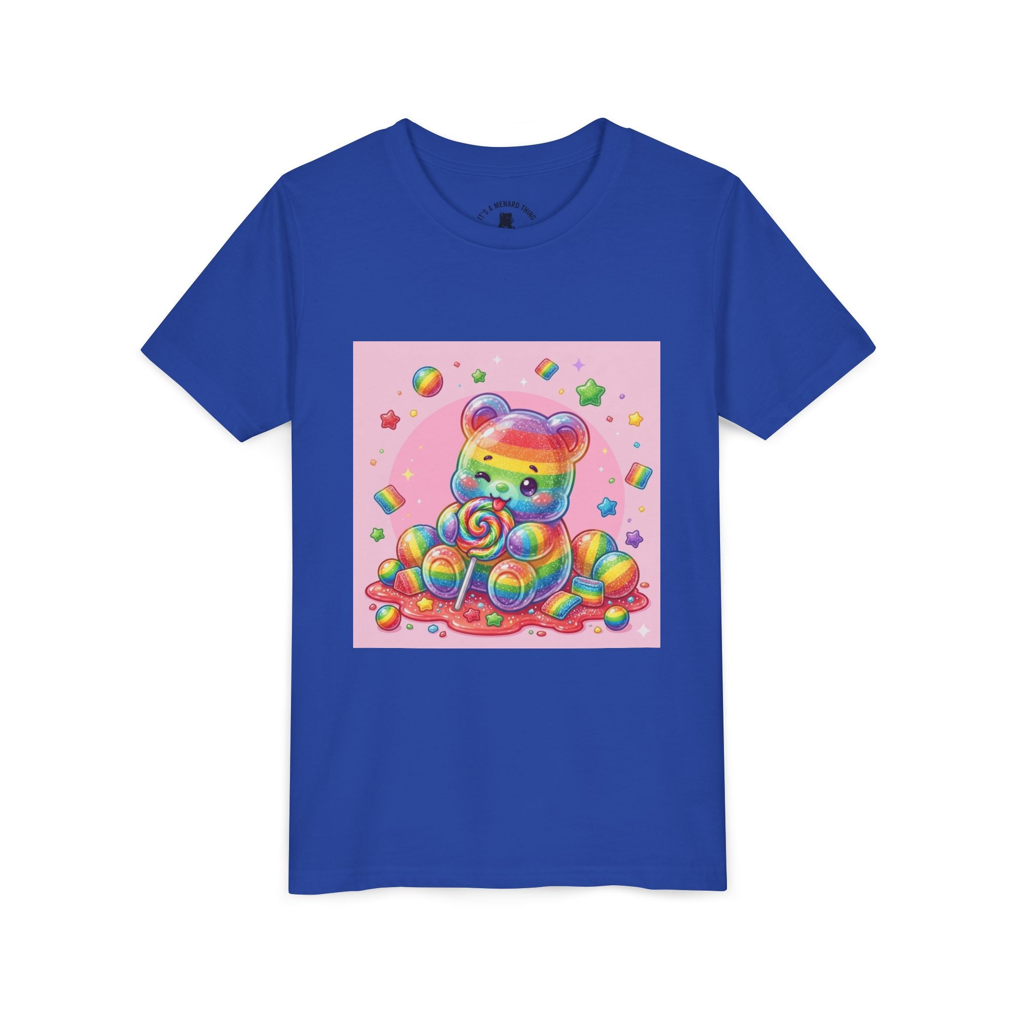 Rainbow Stripe Gooey Gummy Bear Youth T-Shirt