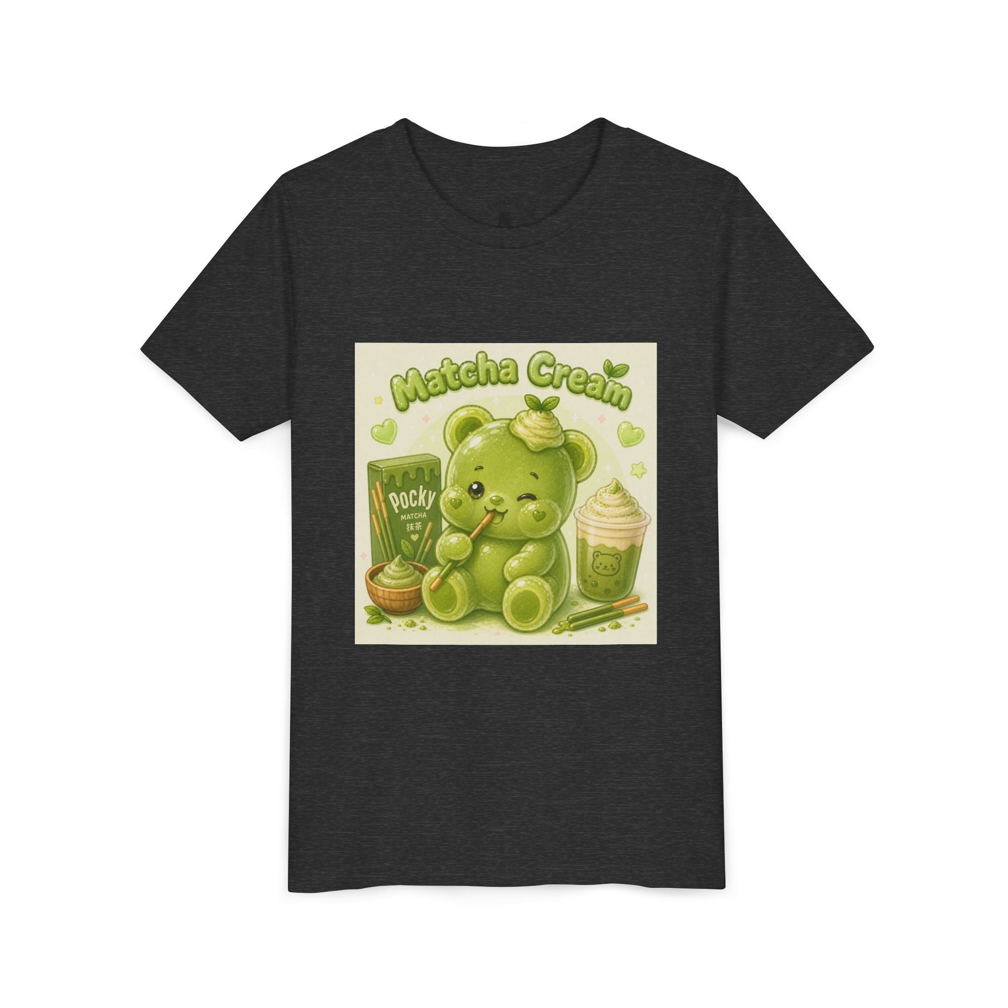 Matcha Cream Gooey Gummy Bear Youth Tee —Pocky & Dessert Graphic