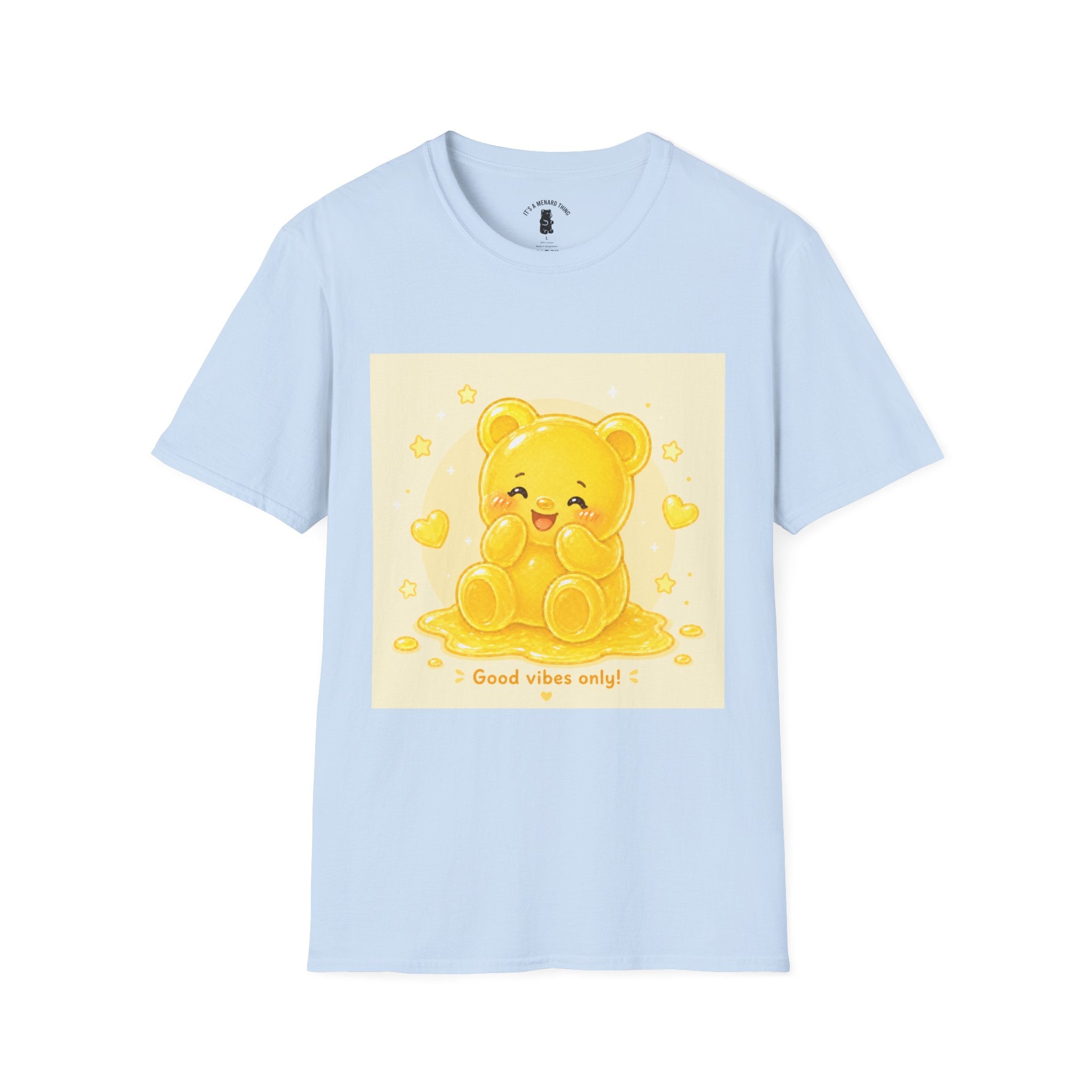 "Good Vibes Only" Yellow Gooey Gummy Bear- Cute Graphic Tee