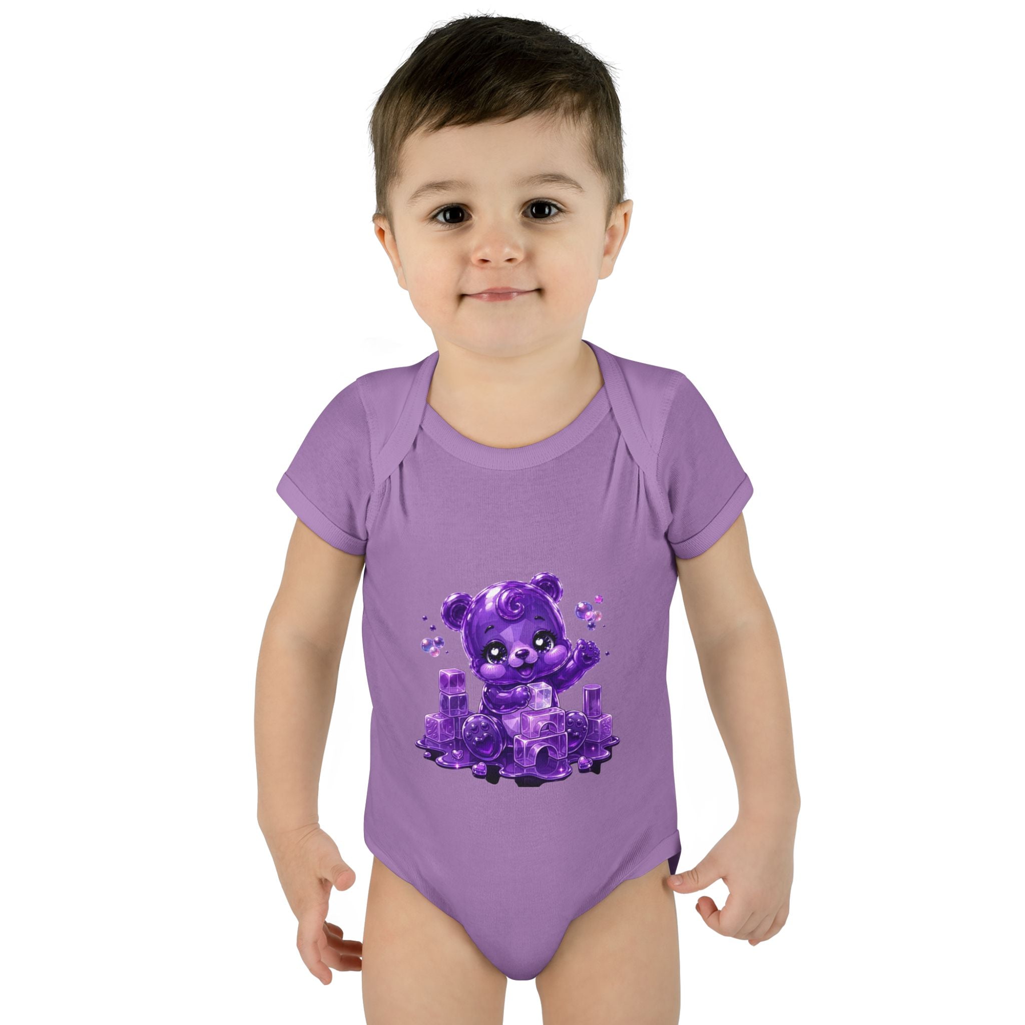 Play Time, Purple Crystal Baby Oozy Bear Gummy Cutie Addition- Graphic Onesie