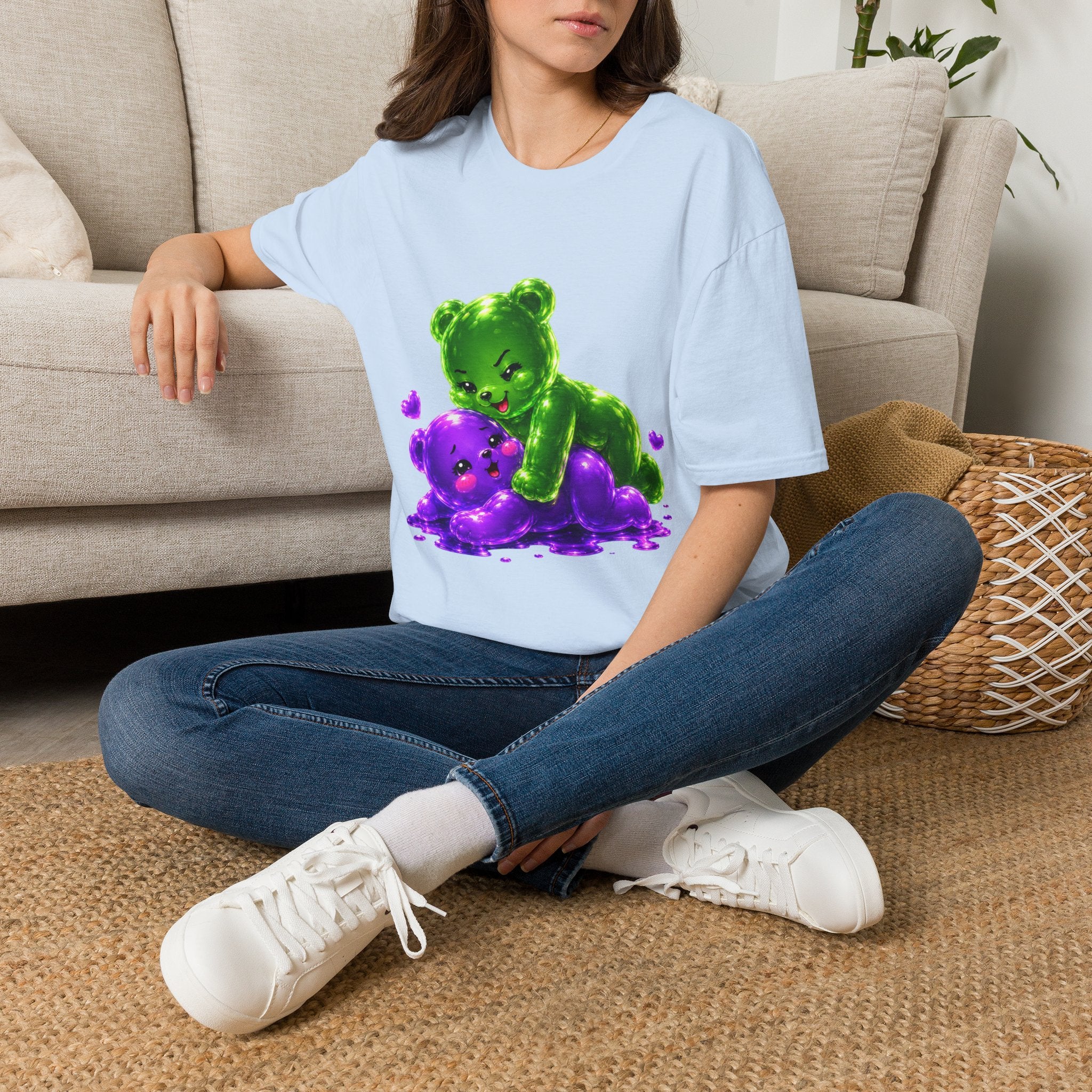 Wrestling Around, Special Neon Addition Oozy Bear Gummy Couple- Graphic Shirt (Adults Only)
