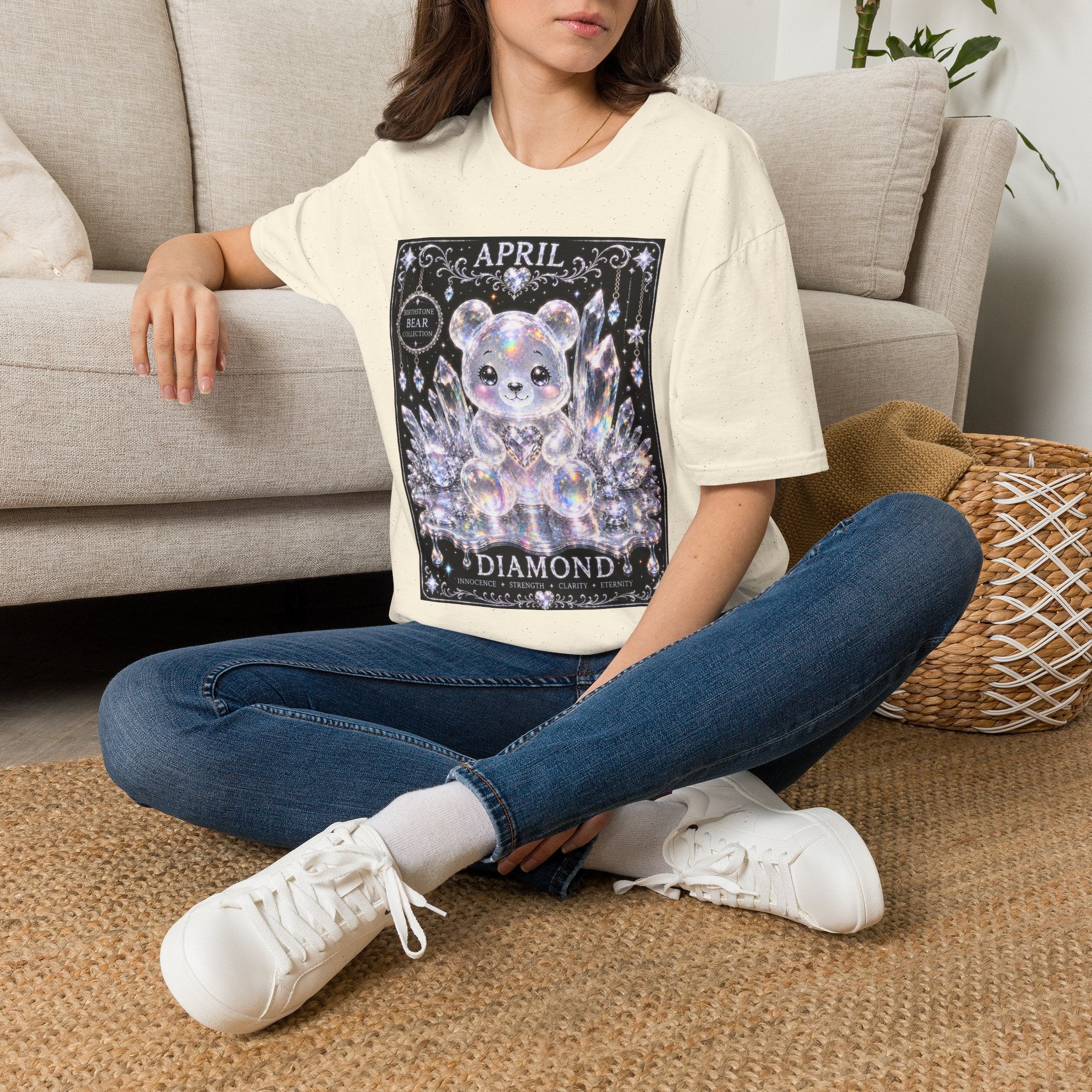 April, Diamond Birthstone Crystal Oozy Bear Friend Special Addition- Graphic Shirt
