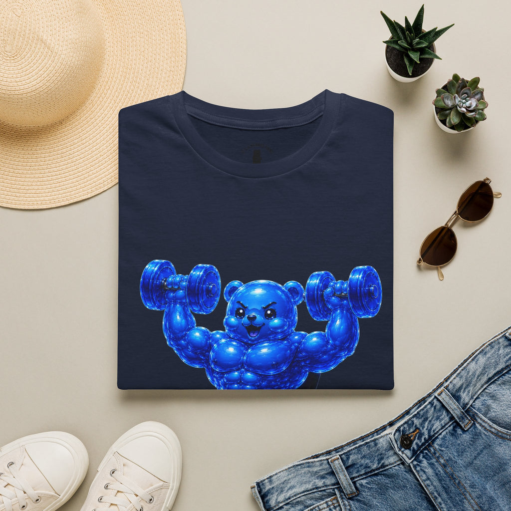 Working out with Bar Bells, Oozy Buff Bear Gummy Special Gym Addition- Adult Graphic Shirt
