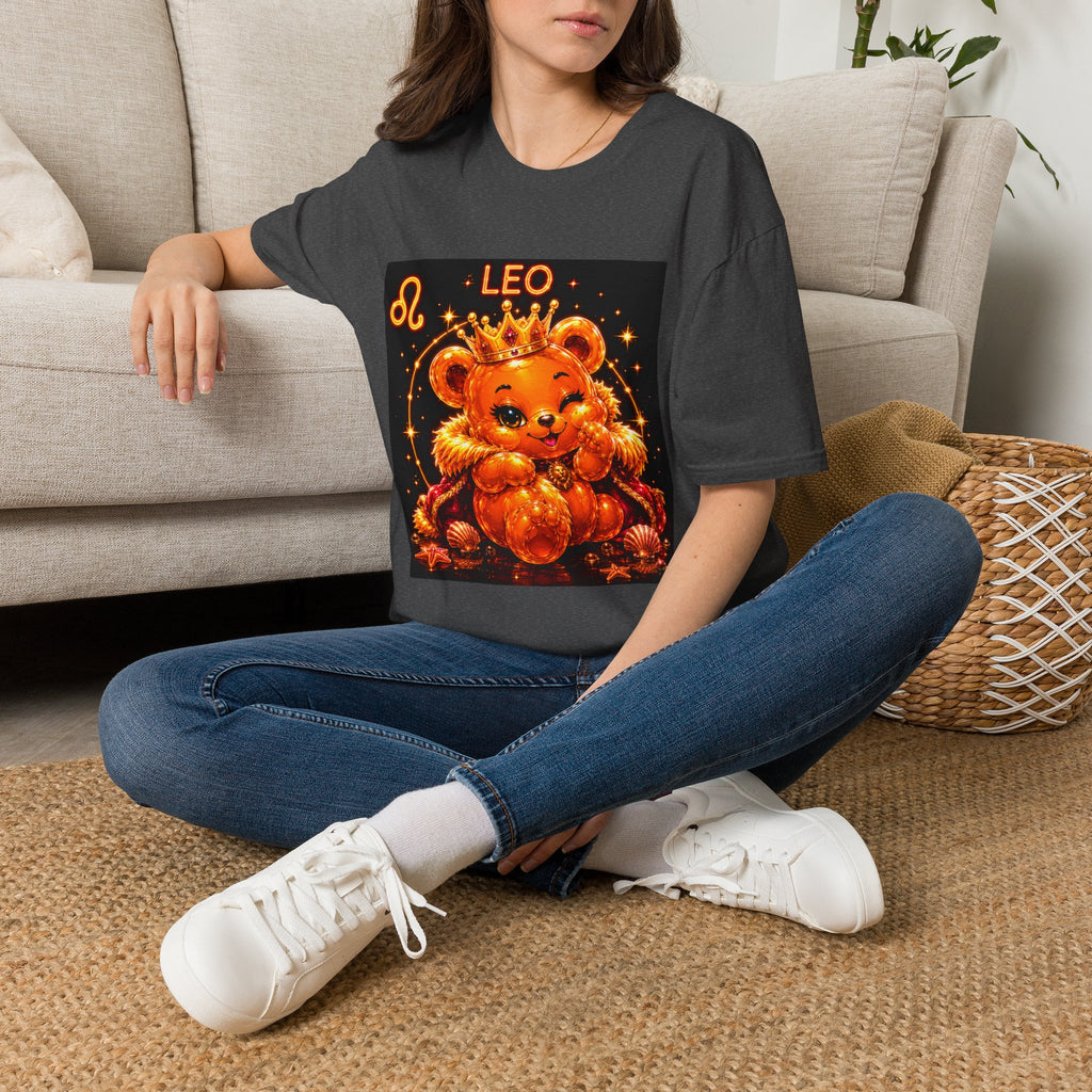 Leo Zodiac Crowned Oozy Bear Friend Astrology- Graphic Shirt