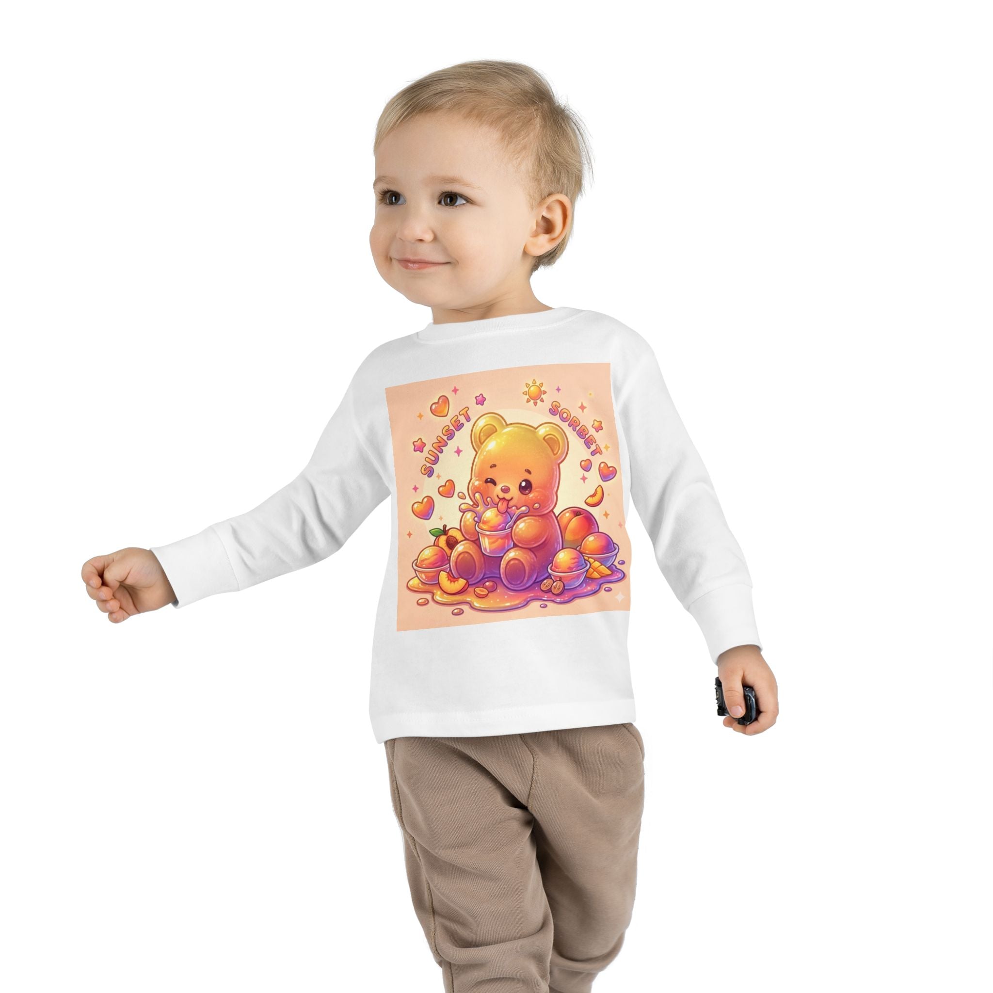 Sweet Peach Sorbet, Oozy Bear Gummy Friend Special- Kids Graphic Long Sleeve Shirt