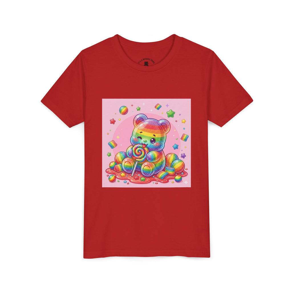 Rainbow Stripe Gooey Gummy Bear Youth T-Shirt