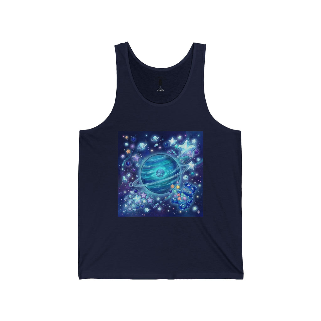 Lets Take a Swim to Neptune, Blue Crystal Gooey Gummy Bear— Kawaii Graphic Tank Top