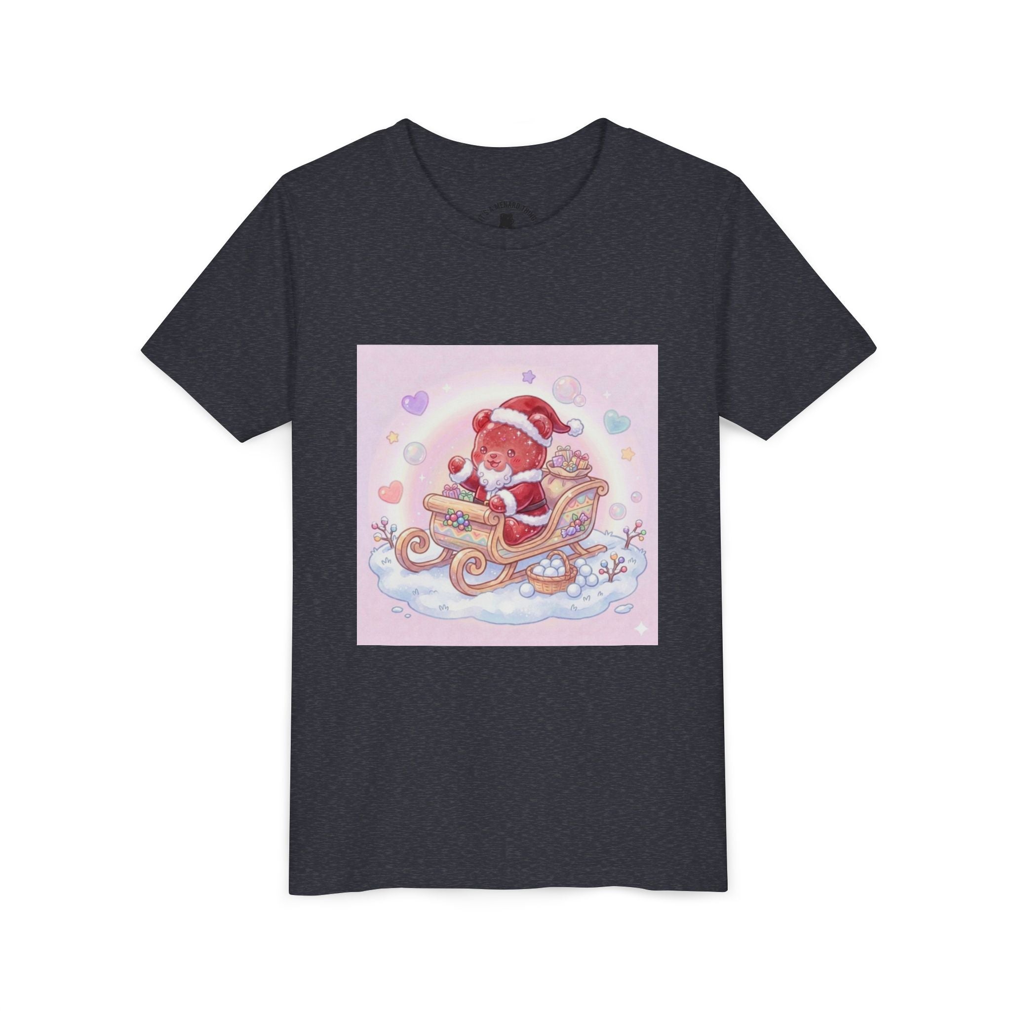 Cute Gooey Gummy Red Santa in Sleigh Holiday Shirt