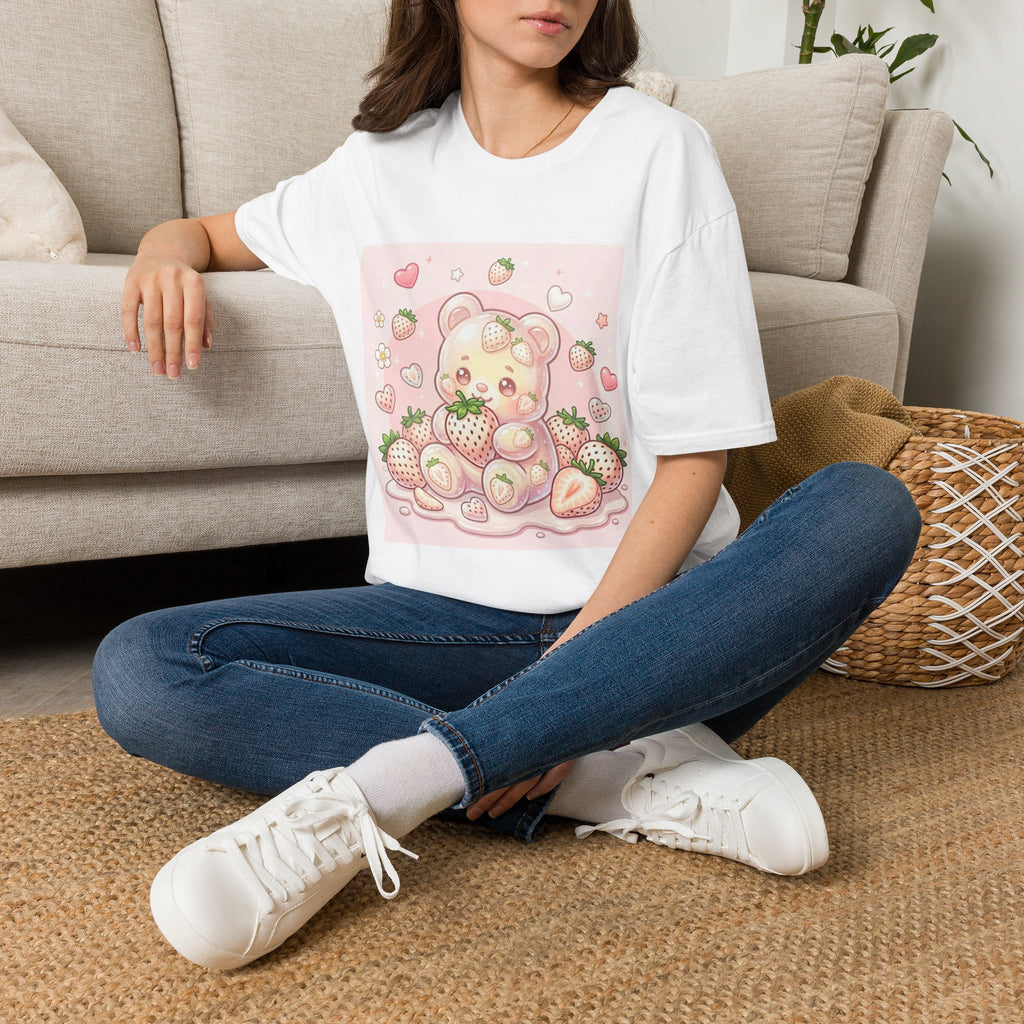 Exotic White Strawberry Oozy Bear Friend — Kawaii Fruit Design