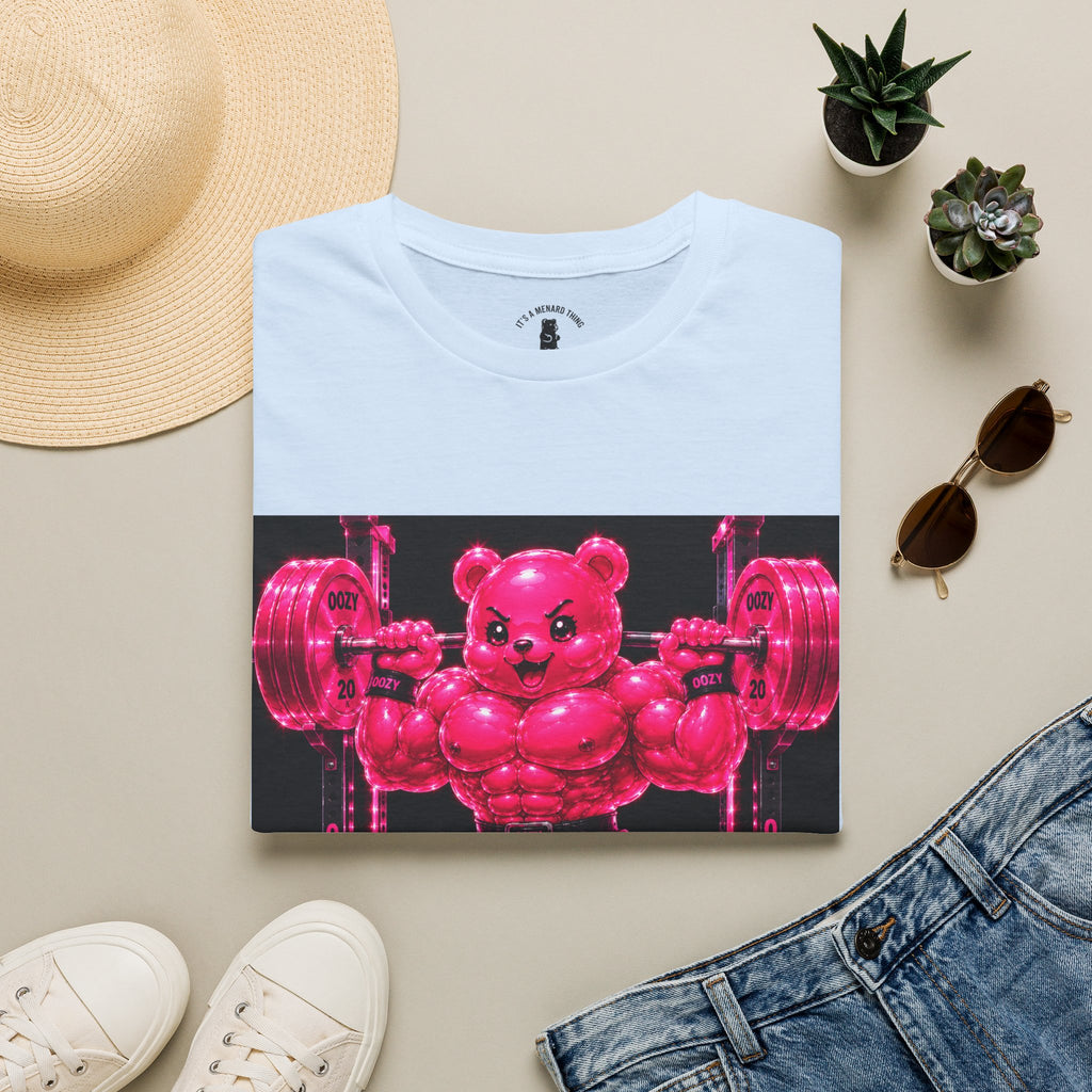 Feeling Like a Work Out, Pink Oozy Buff Bear Gummy Gym Special- Adult Graphic Shirt