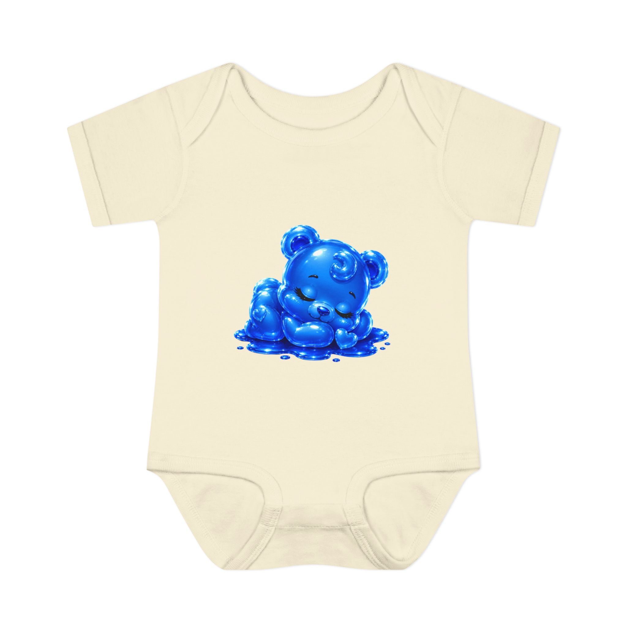 Taking a Nap, Blue Oozy Baby Gummy Bear Cutie Addition- Graphic Onesie