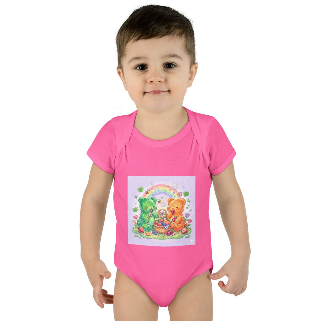Fruit Garden Eating Gooey Gummy Bears Infant Bodysuit — Baby Shower Gift