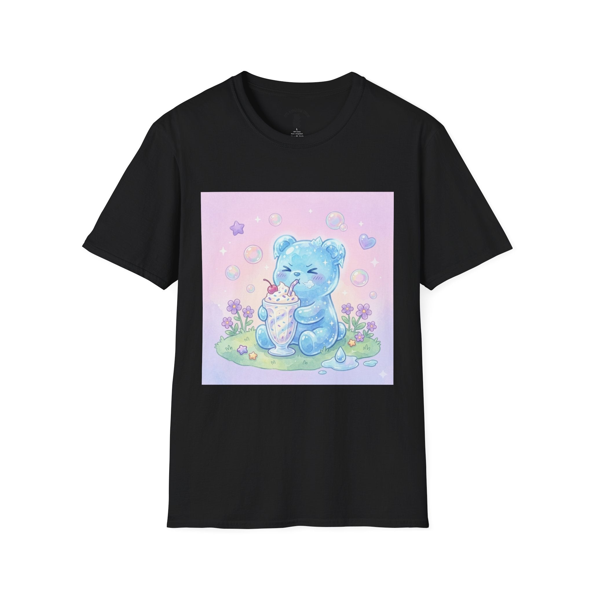 Cute Blue Iced Milkshake, Gooey Gummy Bear — Pastel Kawaii Graphic Tee