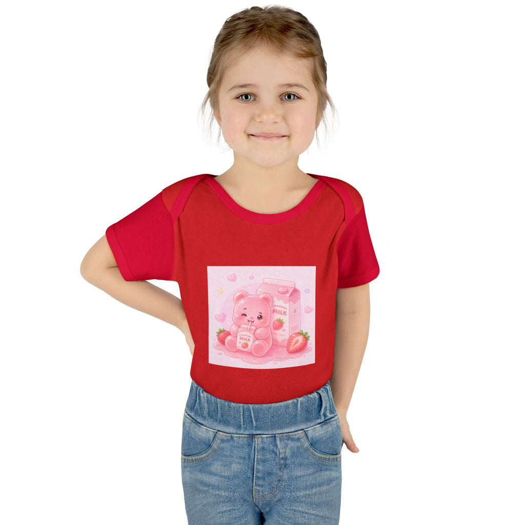 Pink Strawberry Milk Gooey Gummy Bear Infant Bodysuit