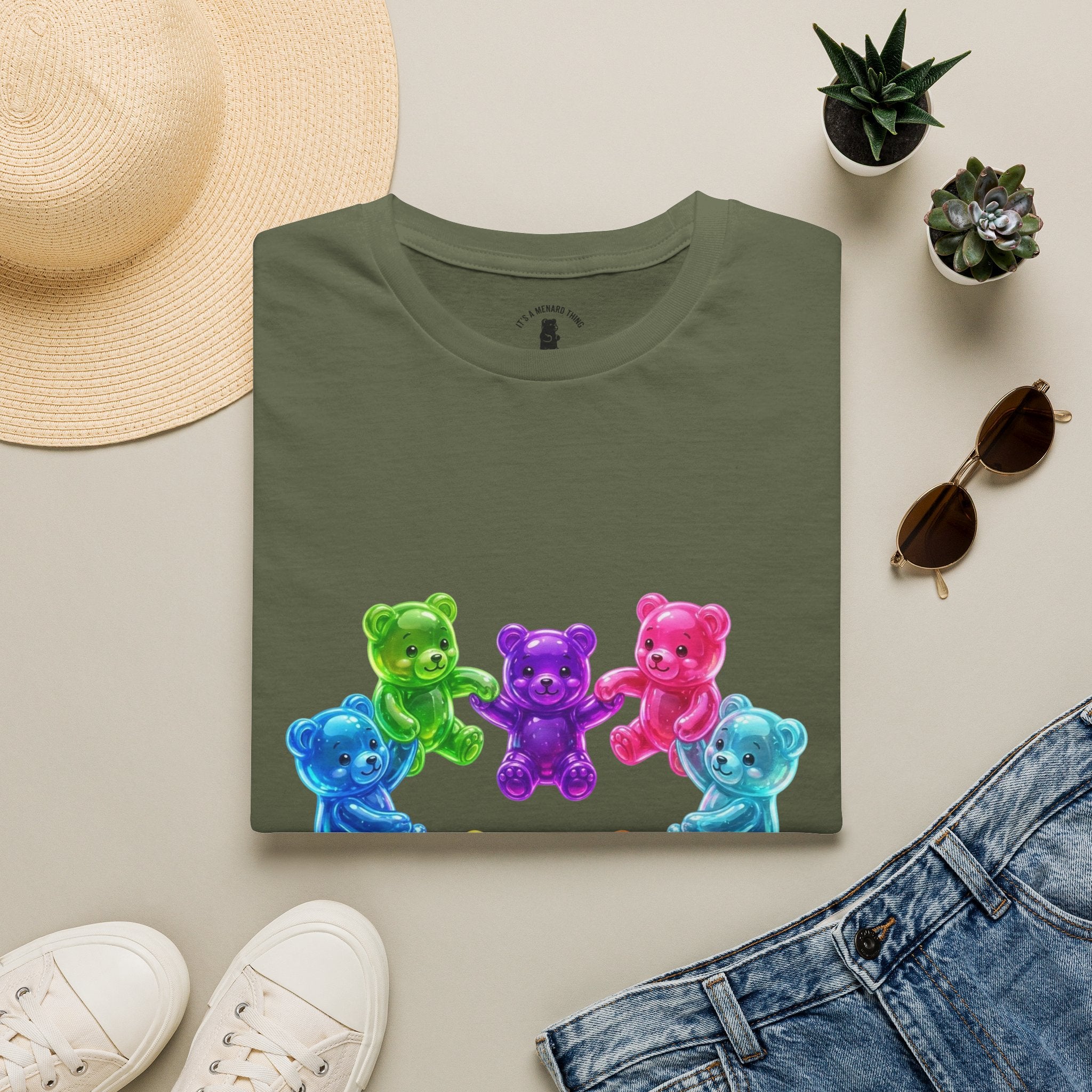 Holding Hands Into Heart Oozy Bear Gummy Friends- Graphic Shirt