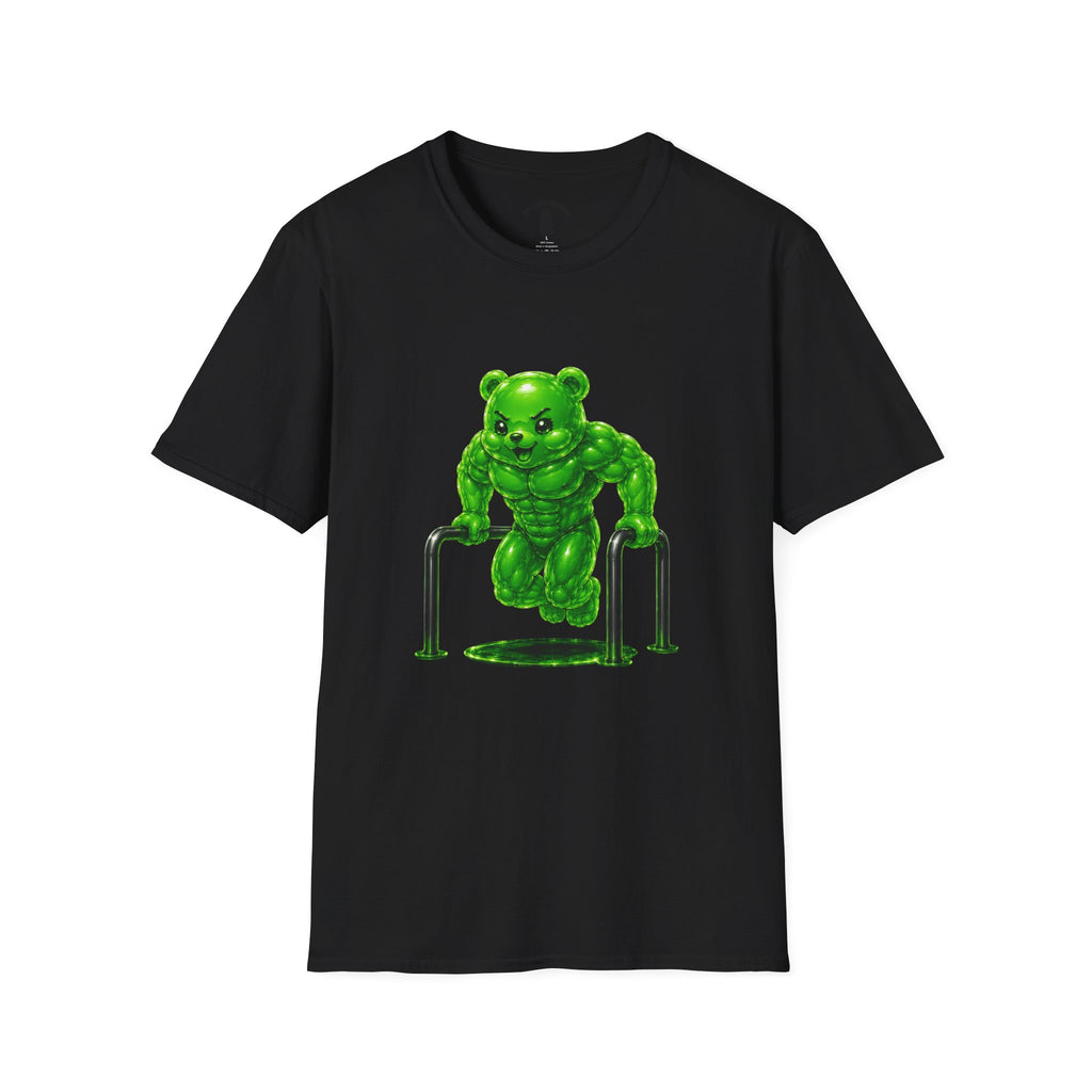 Bar Lifting Workout, Emerald green Oozy Buff Bear Gym Special- Adult Graphic Shirt (18+)