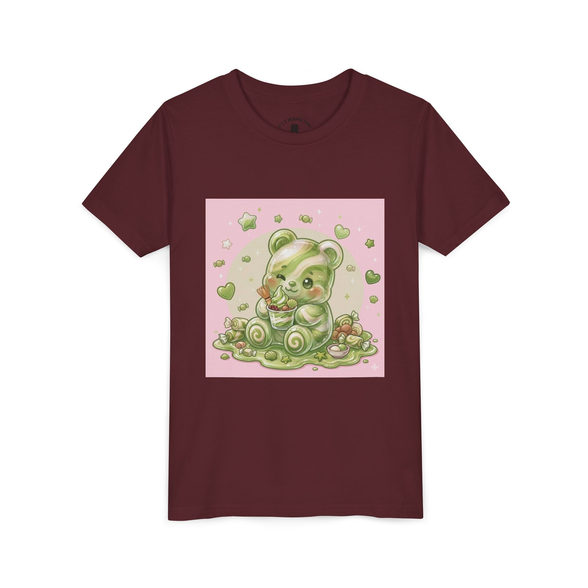 Matcha and Cream Gooey Gummy Bear Graphic Youth T-Shirt
