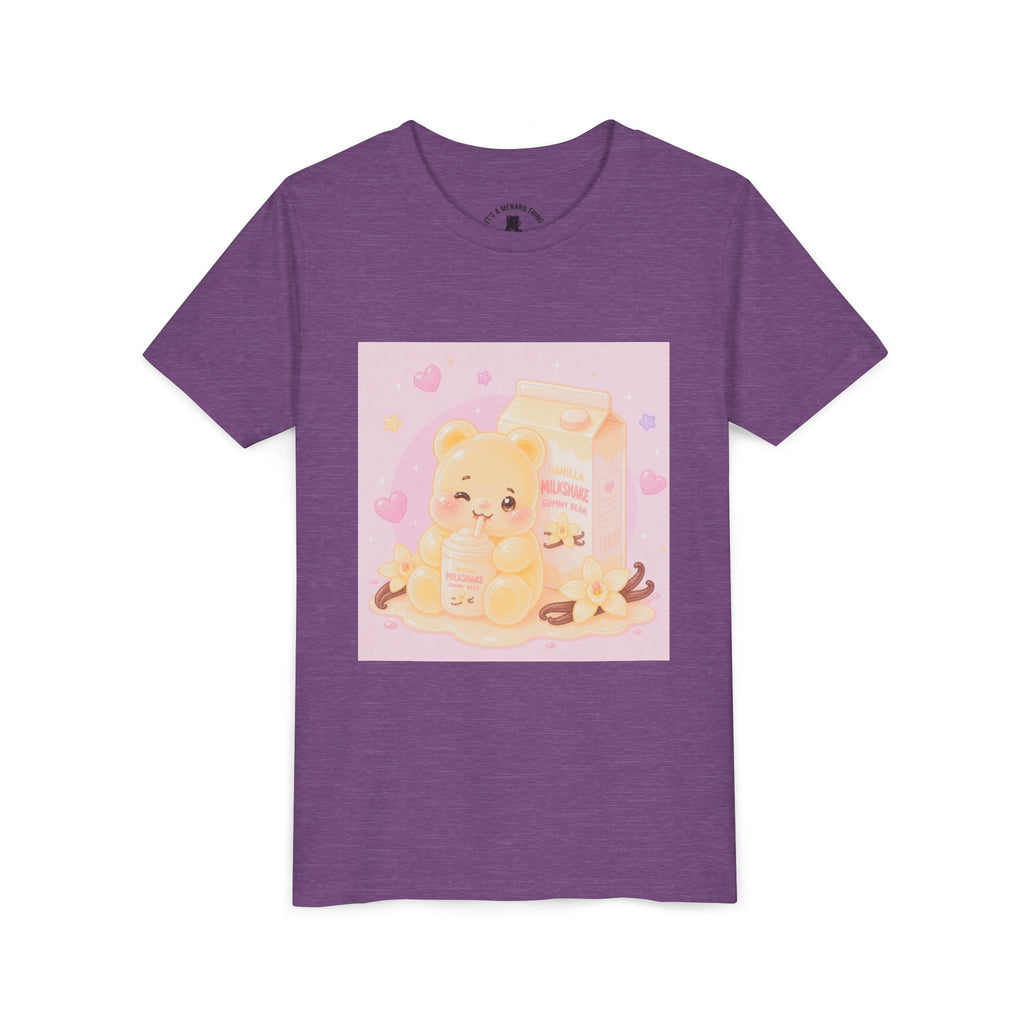 Vanilla Milk Shake Gooey Gummy Youth Tee — Kawaii Pastel Kids T‑Shirt