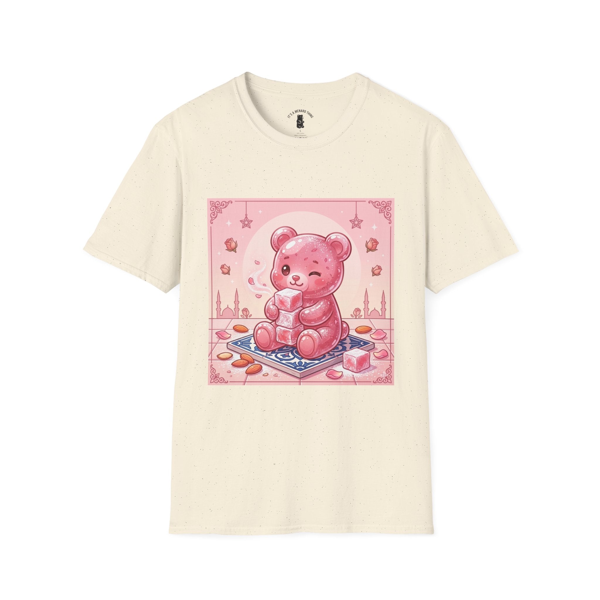 Rose Water Turkish Delight, Pink Gooey Gummy Bear— Kawaii Illustration