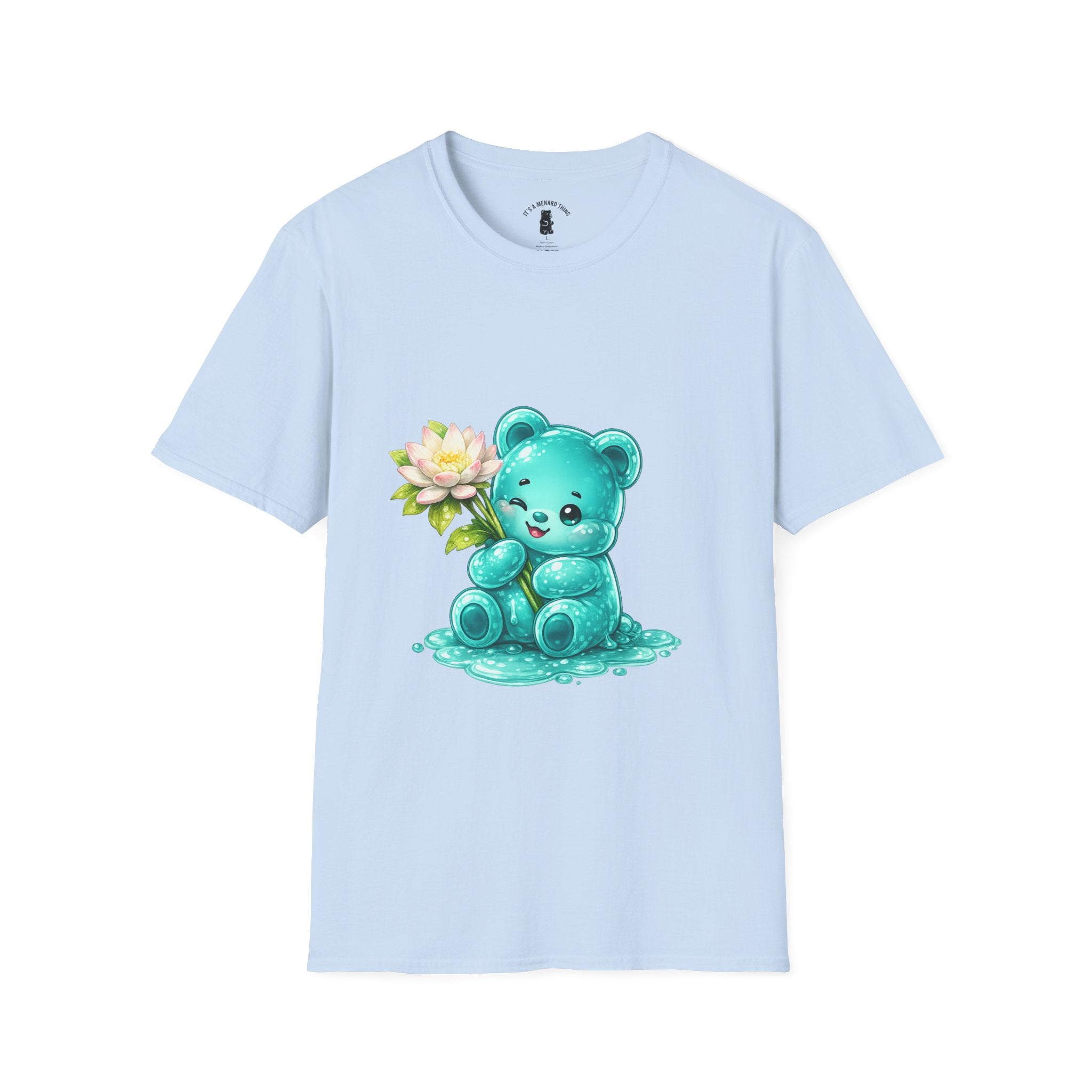 Beautiful Lotus Flower Special, Teal Oozy Bear Gummy Friend- Graphic Shirt