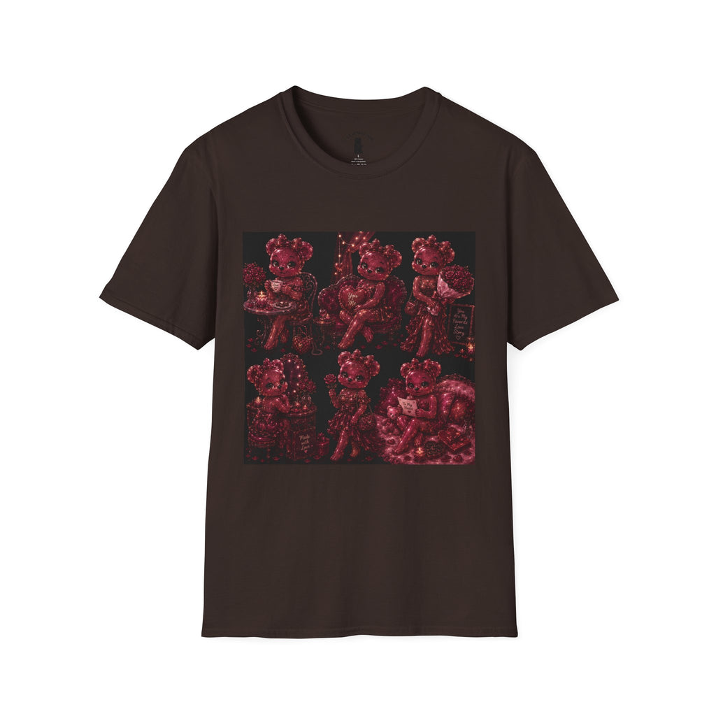 Glitter Wine Red Oozy Gala Bear Pin Up- Adult Graphic Shirt (18+)
