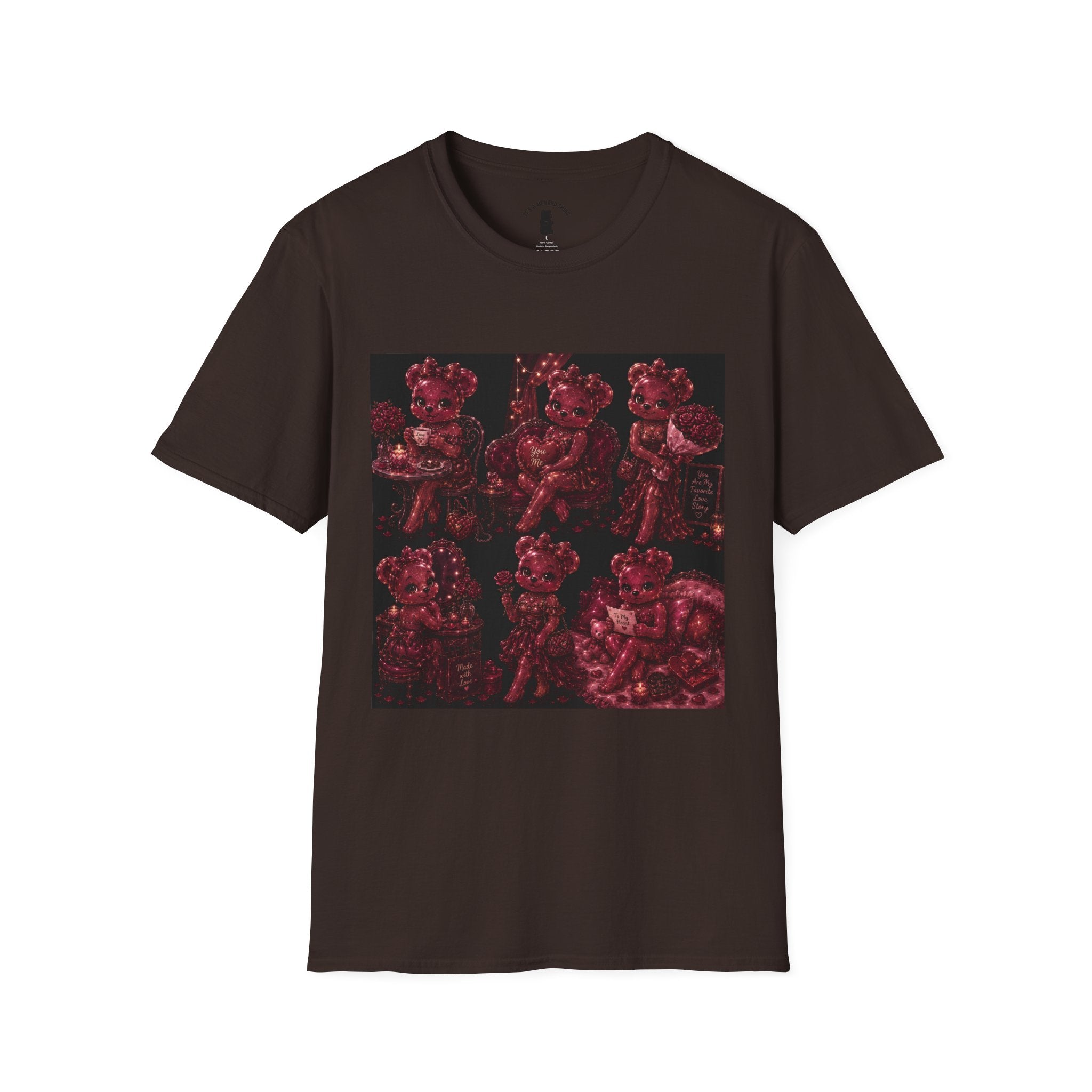 Glitter Wine Red Oozy Gala Bear Pin Up- Adult Graphic Shirt (18+)