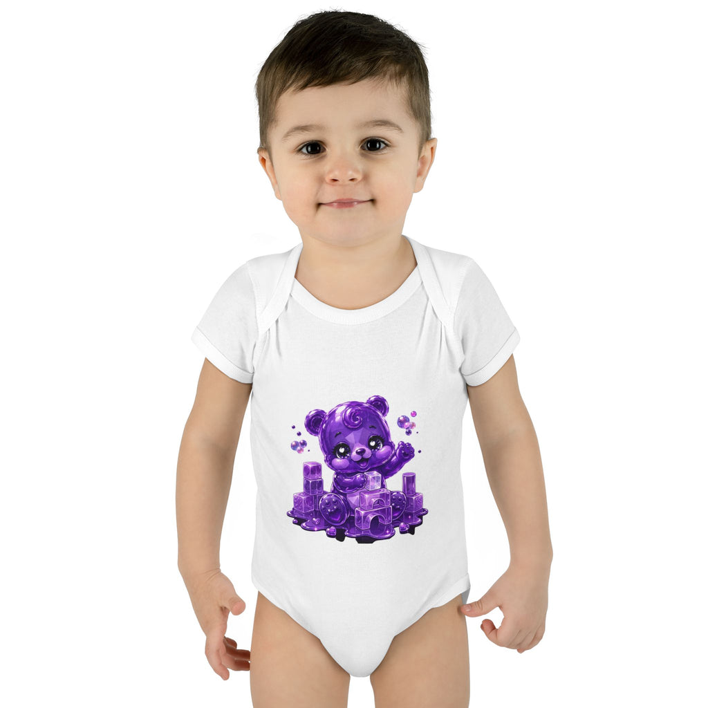 Play Time, Purple Crystal Baby Oozy Bear Gummy Cutie Addition- Graphic Onesie