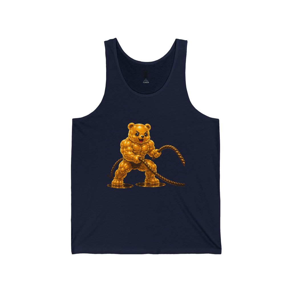 Rope Fitness, Golden Oozy Buff Bear Gym Addition- Adult Graphic Workout Shirt