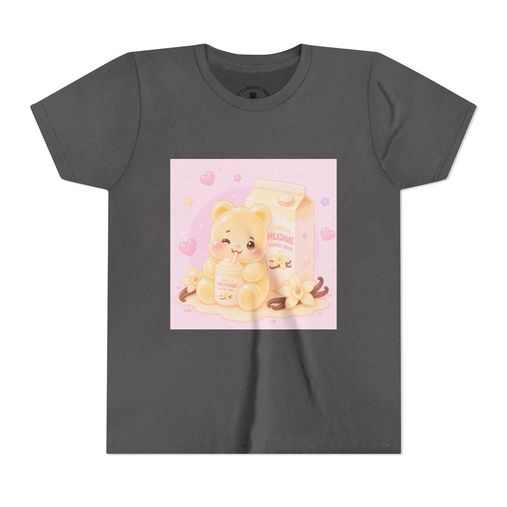 Vanilla Milk Shake Gooey Gummy Youth Tee — Kawaii Pastel Kids T‑Shirt