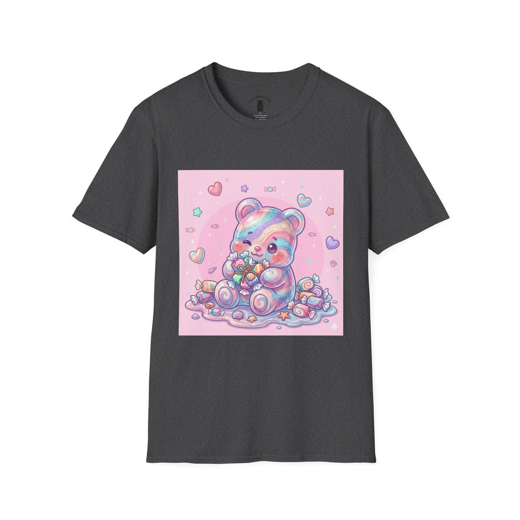 Cute Pastel Candy Bear T-Shirt — Rainbow Kawaii Heart Graphic