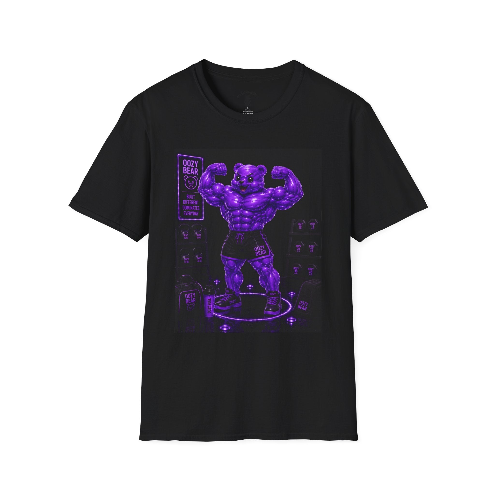 Flexing Muscles, After Workout Oozy Buff Bear Gym Gummy- Adult Graphic Shirt