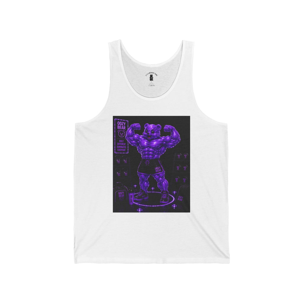 Flexing Time, Violet Oozy Buff Bear Gummy Gym Addition- Adult Graphic Tank Top