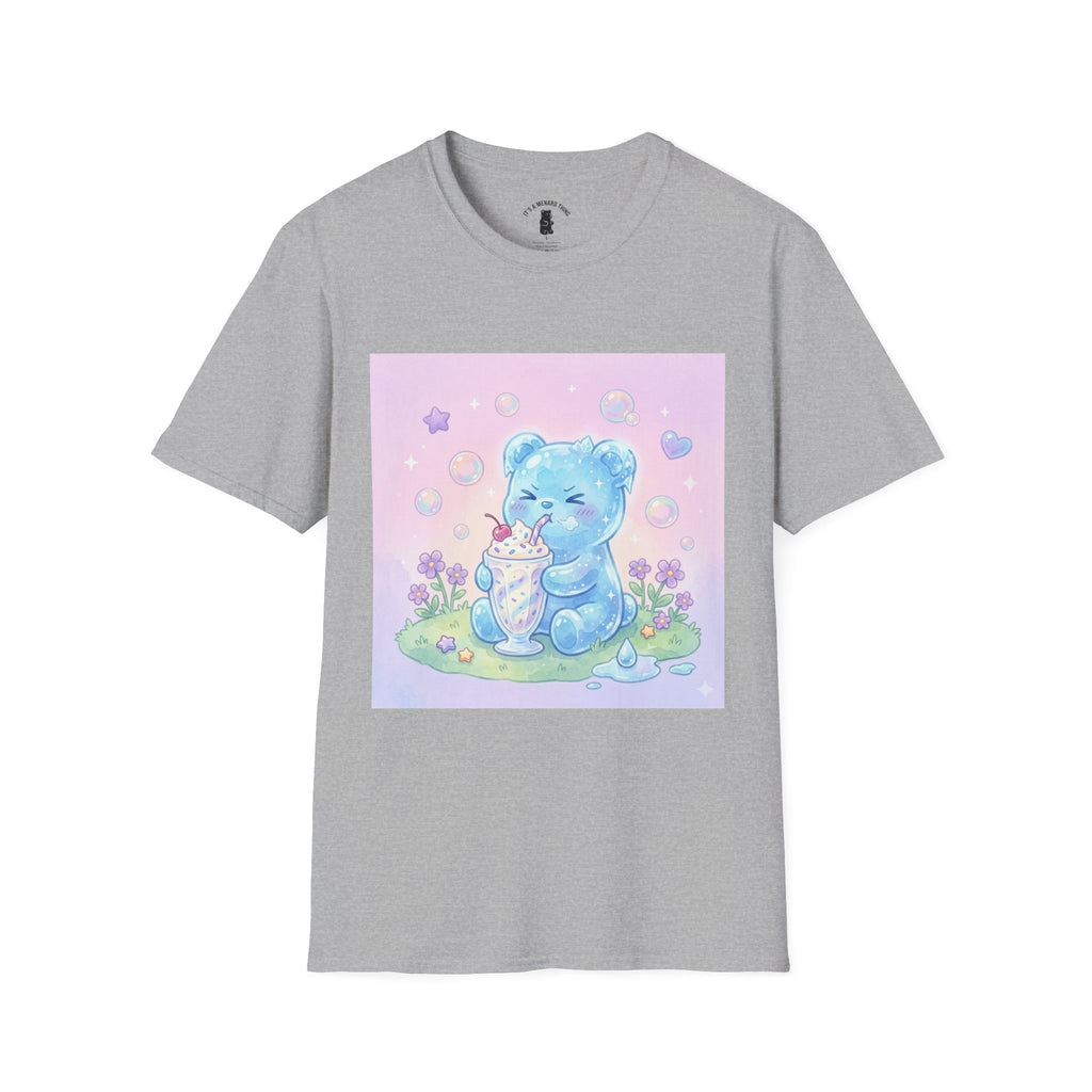 Cute Blue Iced Milkshake, Gooey Gummy Bear — Pastel Kawaii Graphic Tee