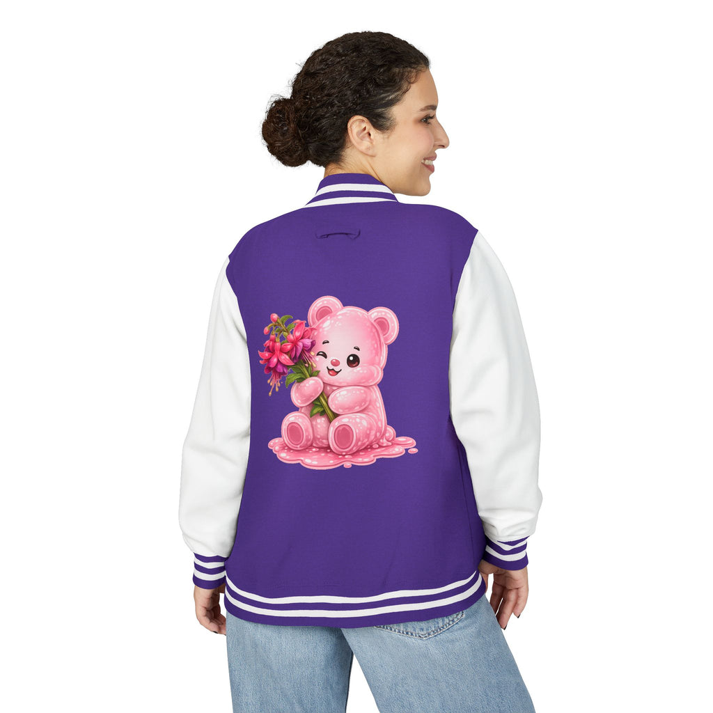 Special Pink Flowers, Pale Oozy Bear Gummy Friend- Lettermen Graphic Jacket